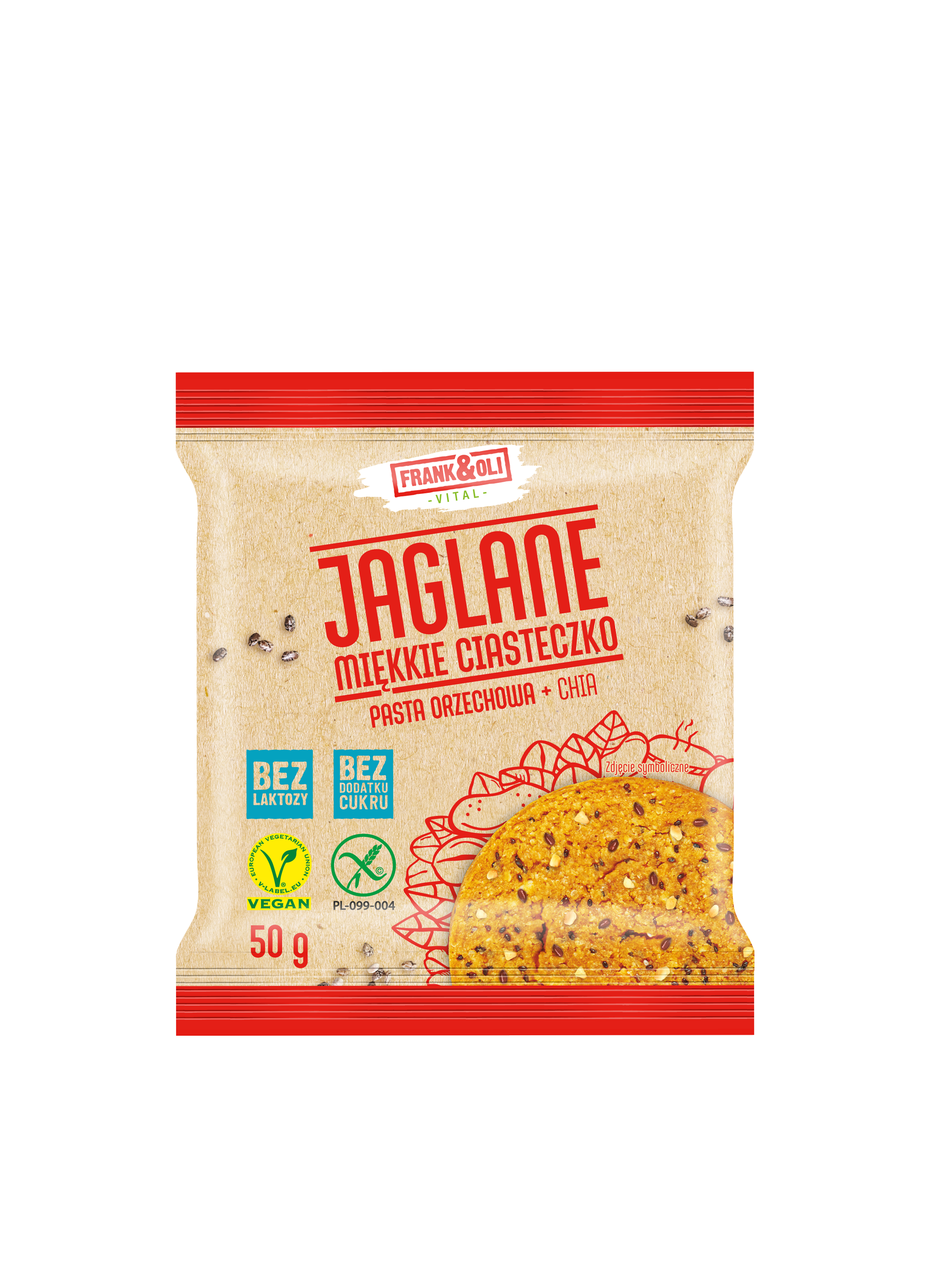 Frank & Oli Jaglane Miękkie Ciasteczko Pasta Orzechowa + Chia 50 G