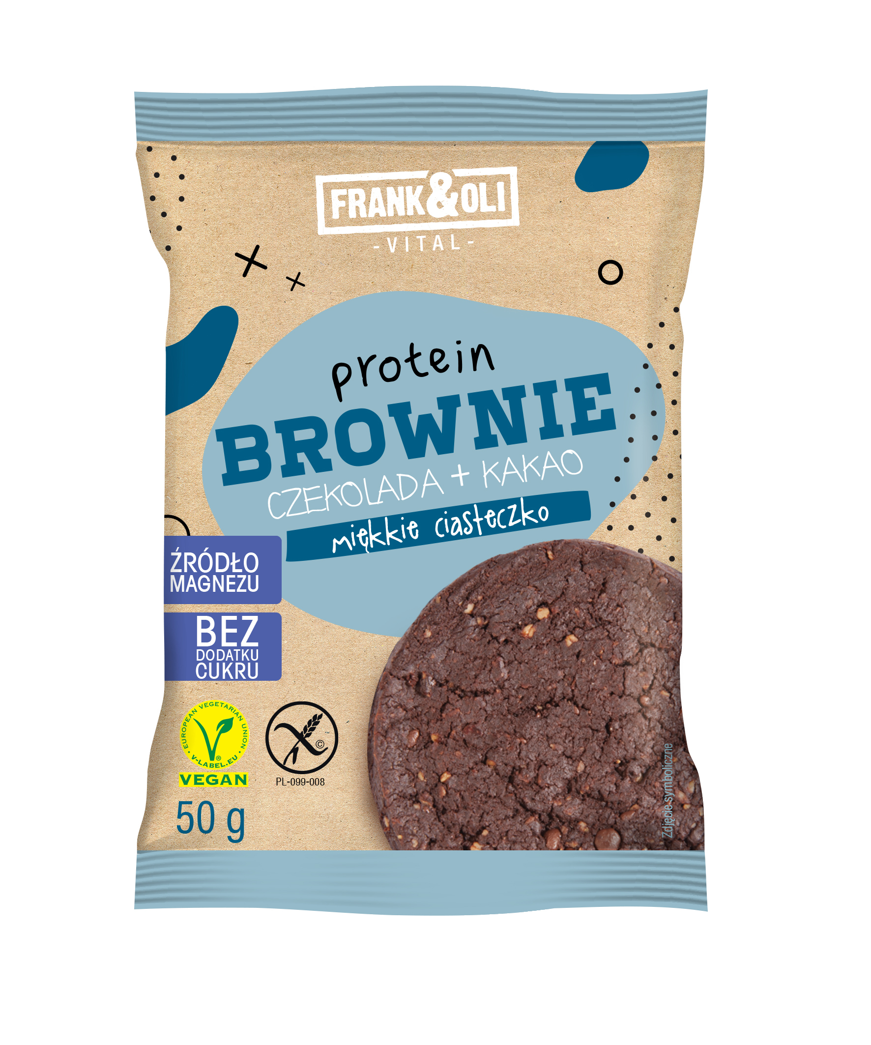 Frank & Oli Protein Brownie Czekolada + Kakao Miękkie Ciasteczko 50 G