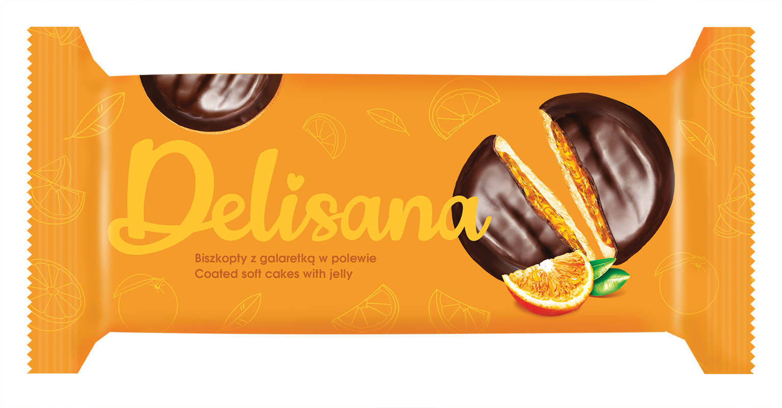 Delisana Biszkopty Z Galaretką O Smaku Pomarańczowym W Polewie Kakaowej 135G