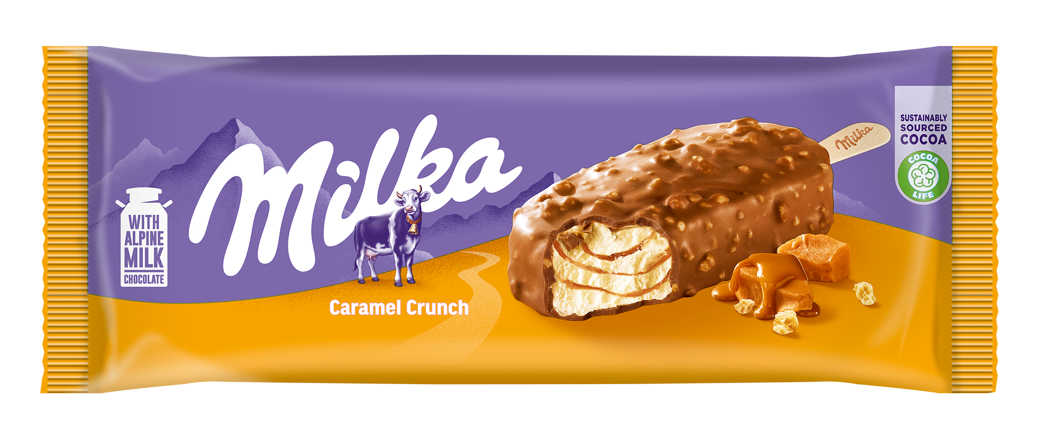 Milka Lody Caramel Crunch Na Patyku 90 Ml/62 G