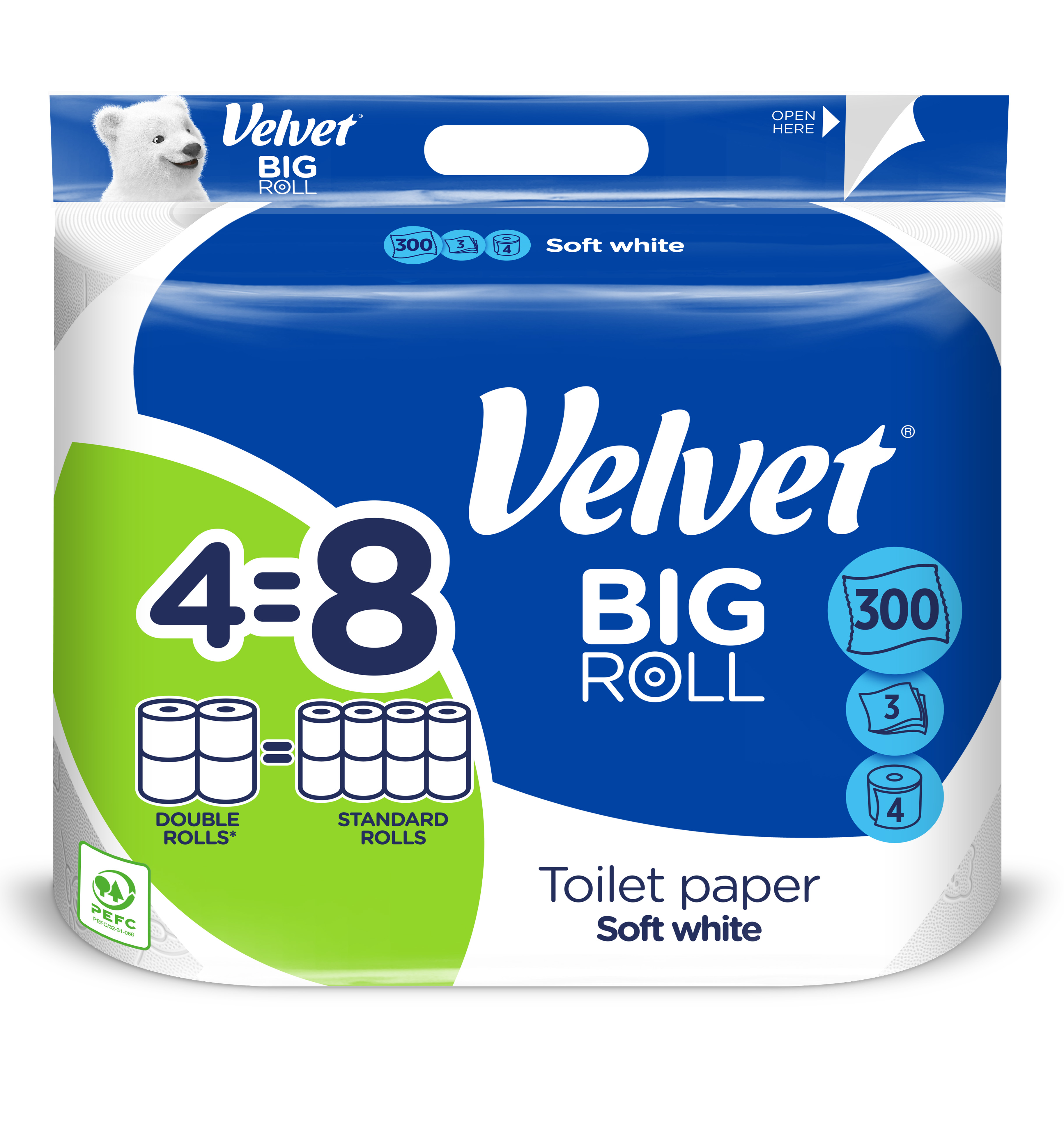 Papier Toaletowy Velvet Big Roll Delikatnie Biały A'4