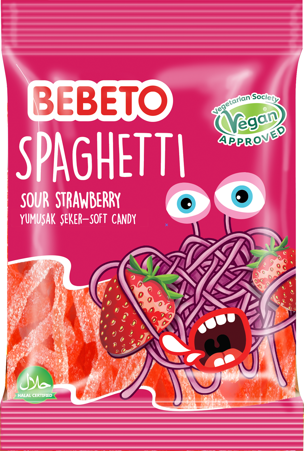 Bebeto Żelki Spaghetti Truskawka 80G