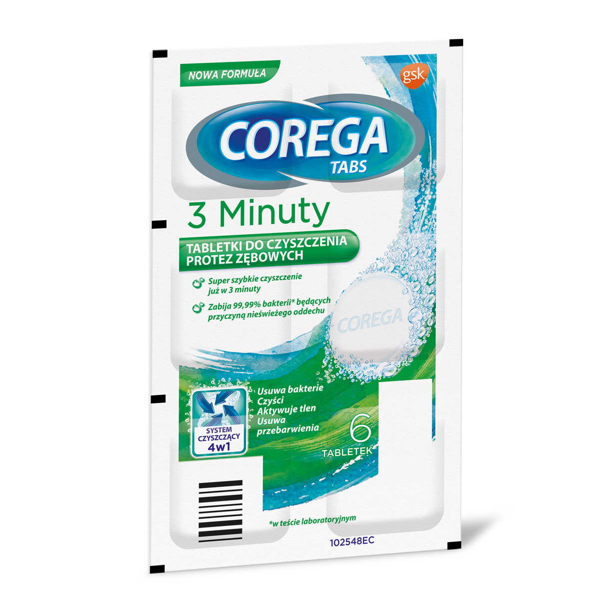 Corega 3 Min Tabletki Czyszczące Do Protez 6 Sztuk