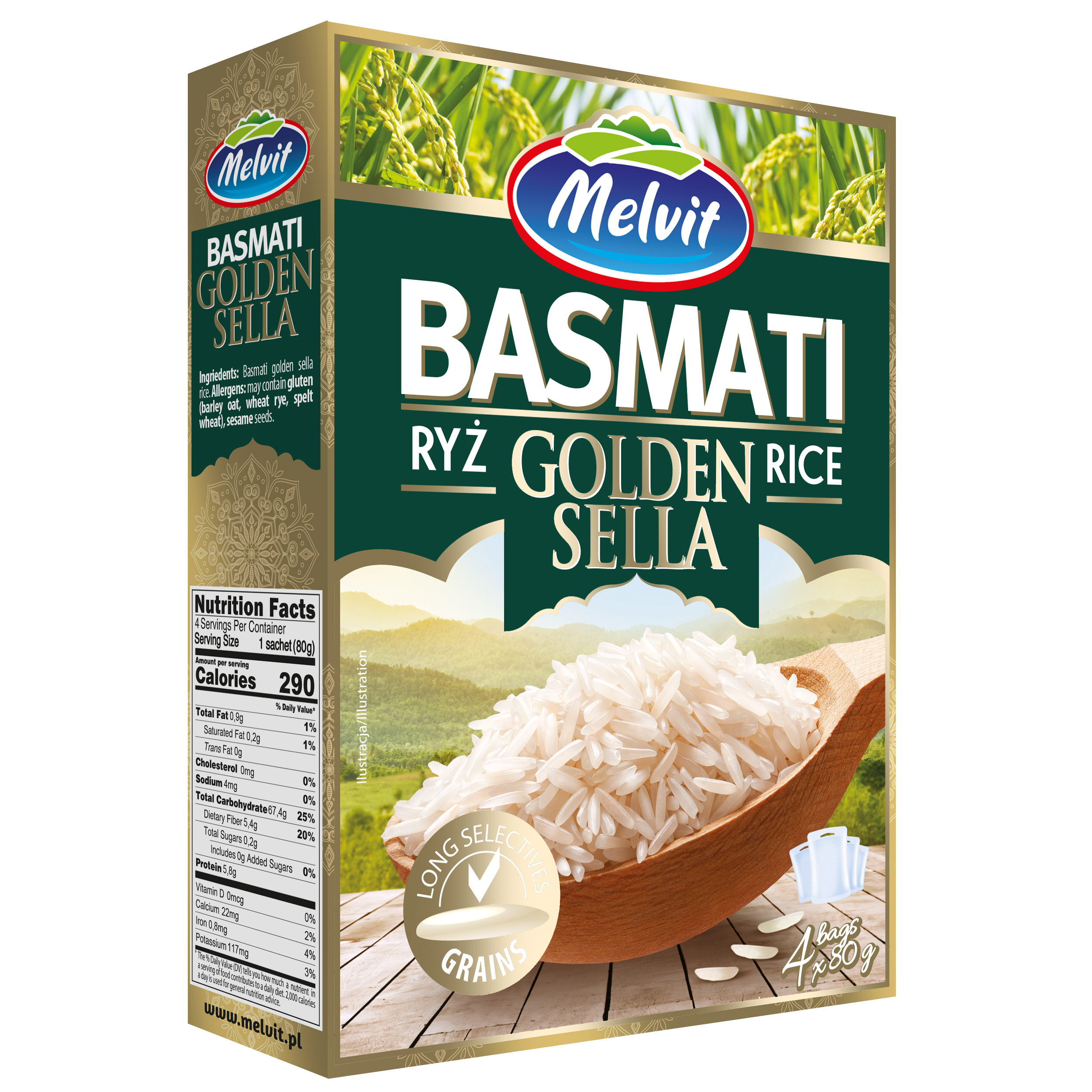 Melvit Ryż Basmati Golden Sella 4X80G/6Szt
