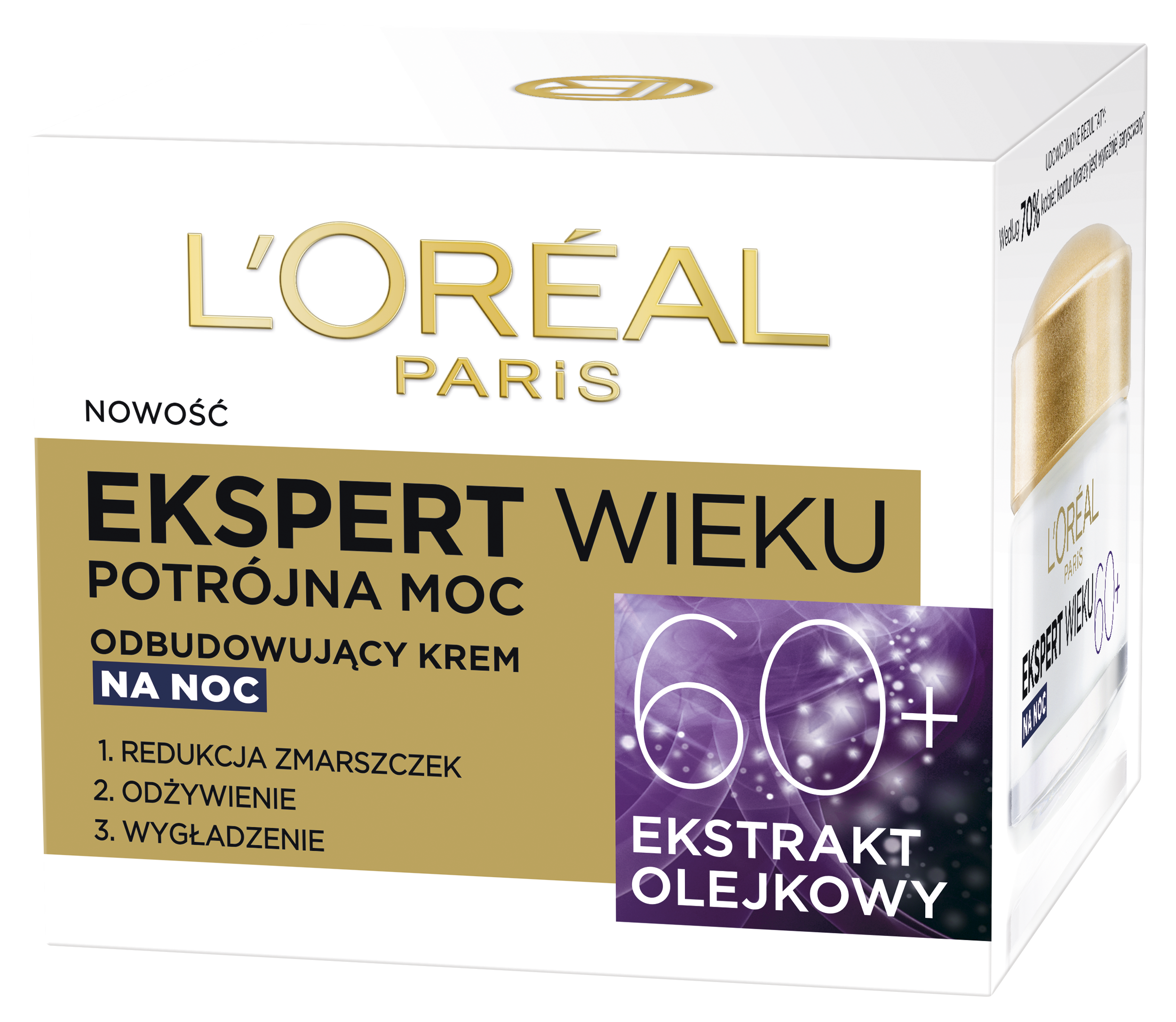 L'Oréal Paris Ekspert Wieku 60+ Przeciwzmarszczkowy Krem Odbudowujący Na Noc, Pojemność 50 Ml