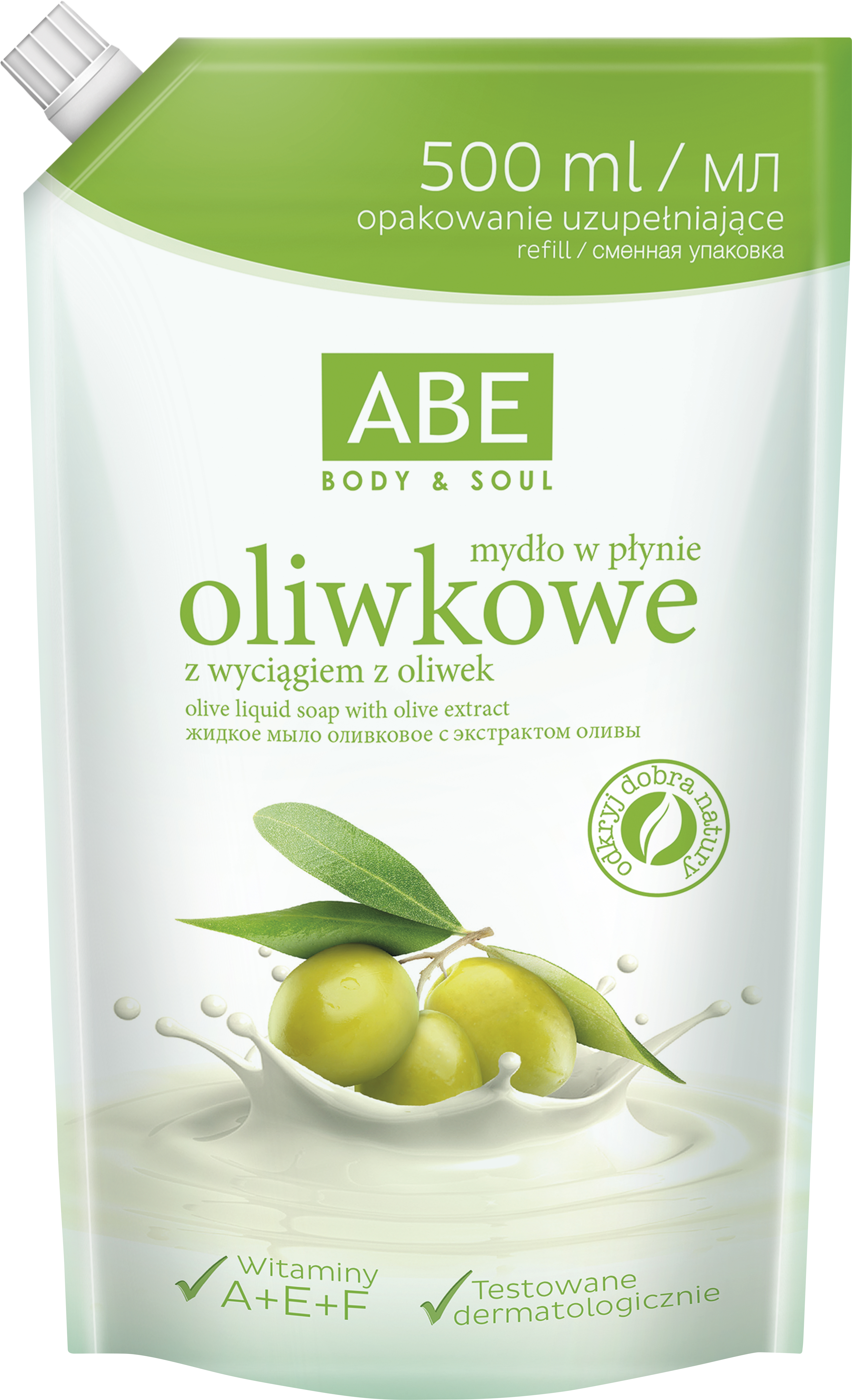 Abe Mydło W Płynie Oliwkowe Z Wyciągiem Z Oliwek Saszetka 500Ml