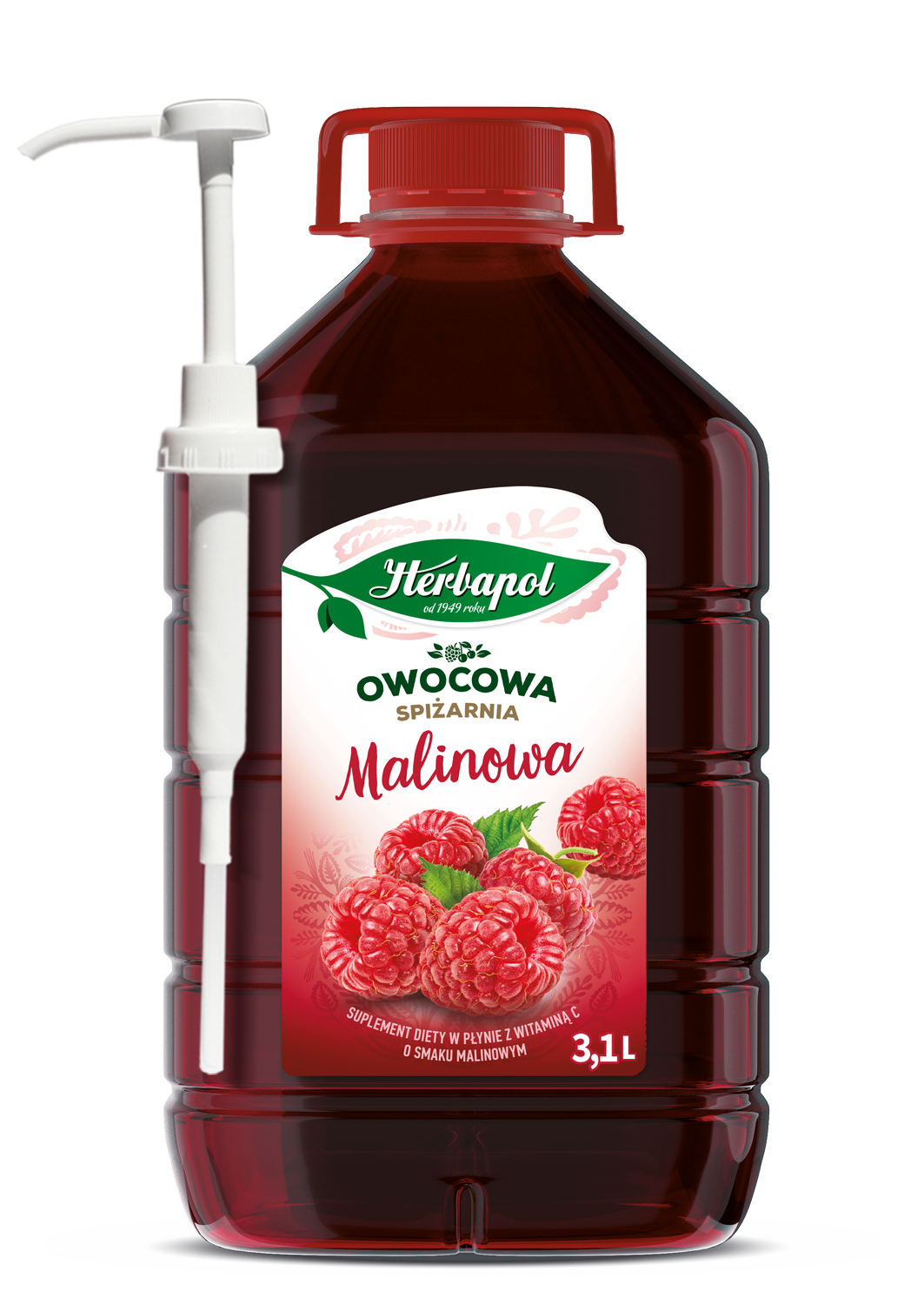 Owocowa Spiżarnia Malinowa Z Pompką - Herbapol 3,1 L.
