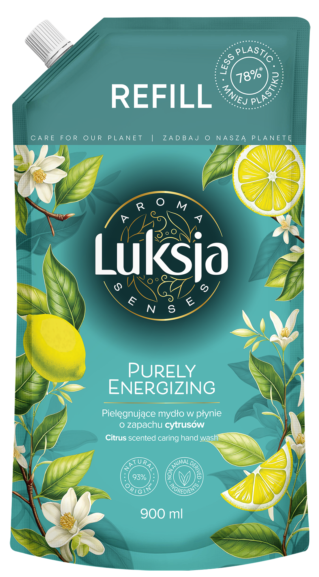 Luksja Aroma Senses Purely Energzinig Pielęgnujące Mydło W Płynie O Zapachu Cytrusów Zapas 900 Ml