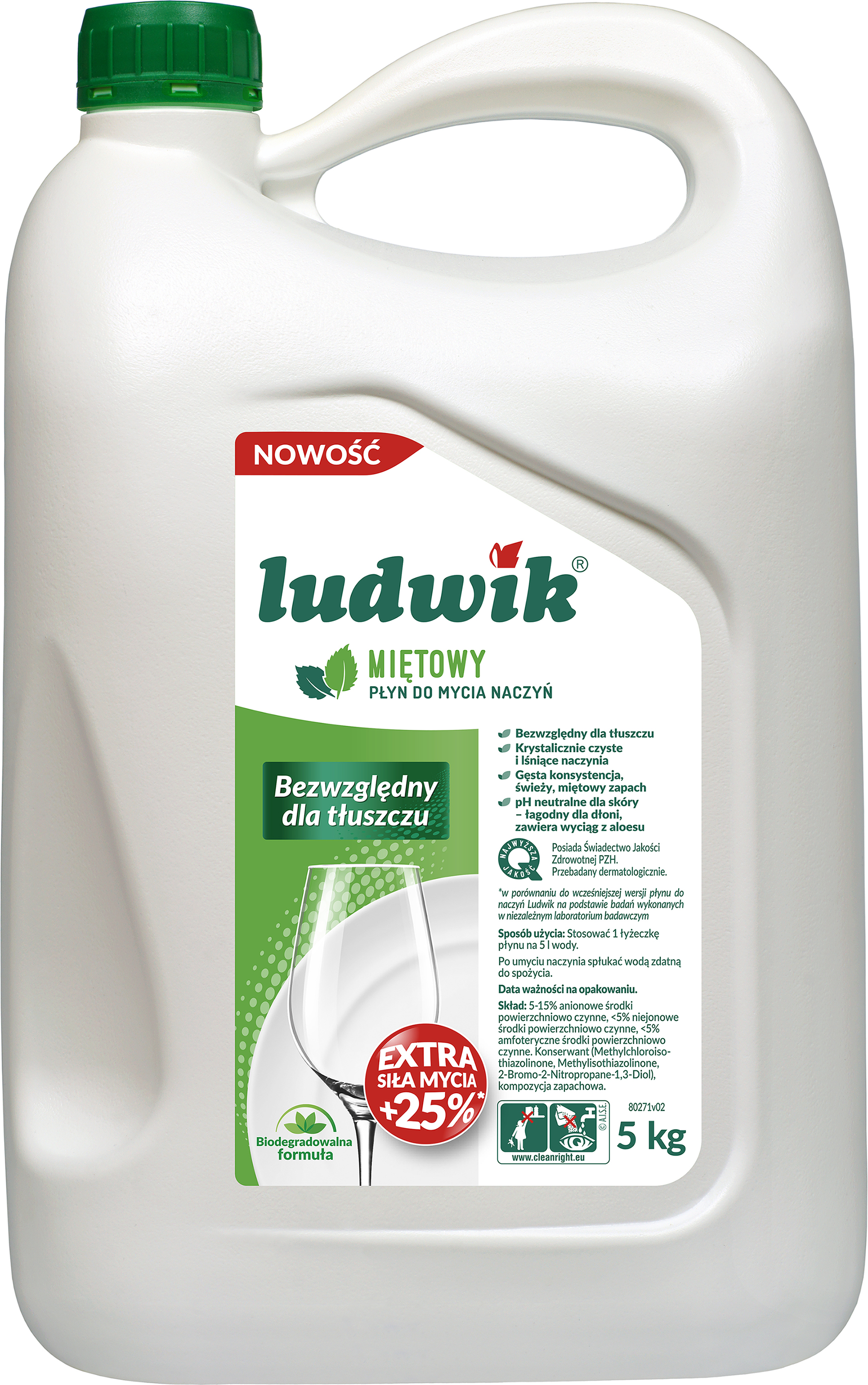 Ludwik Płyn Do Mycia Naczyń 5Kg - Mięta