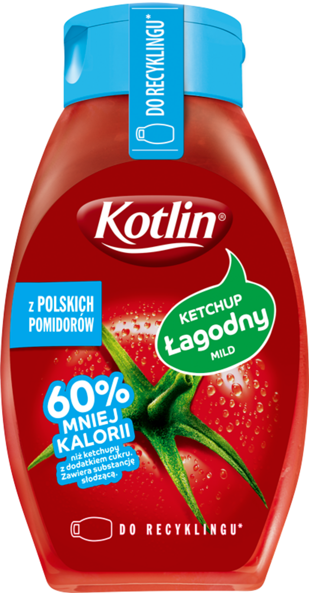 Kotlin Ketchup Łagodny 60% Mniej Kalorii 420 G