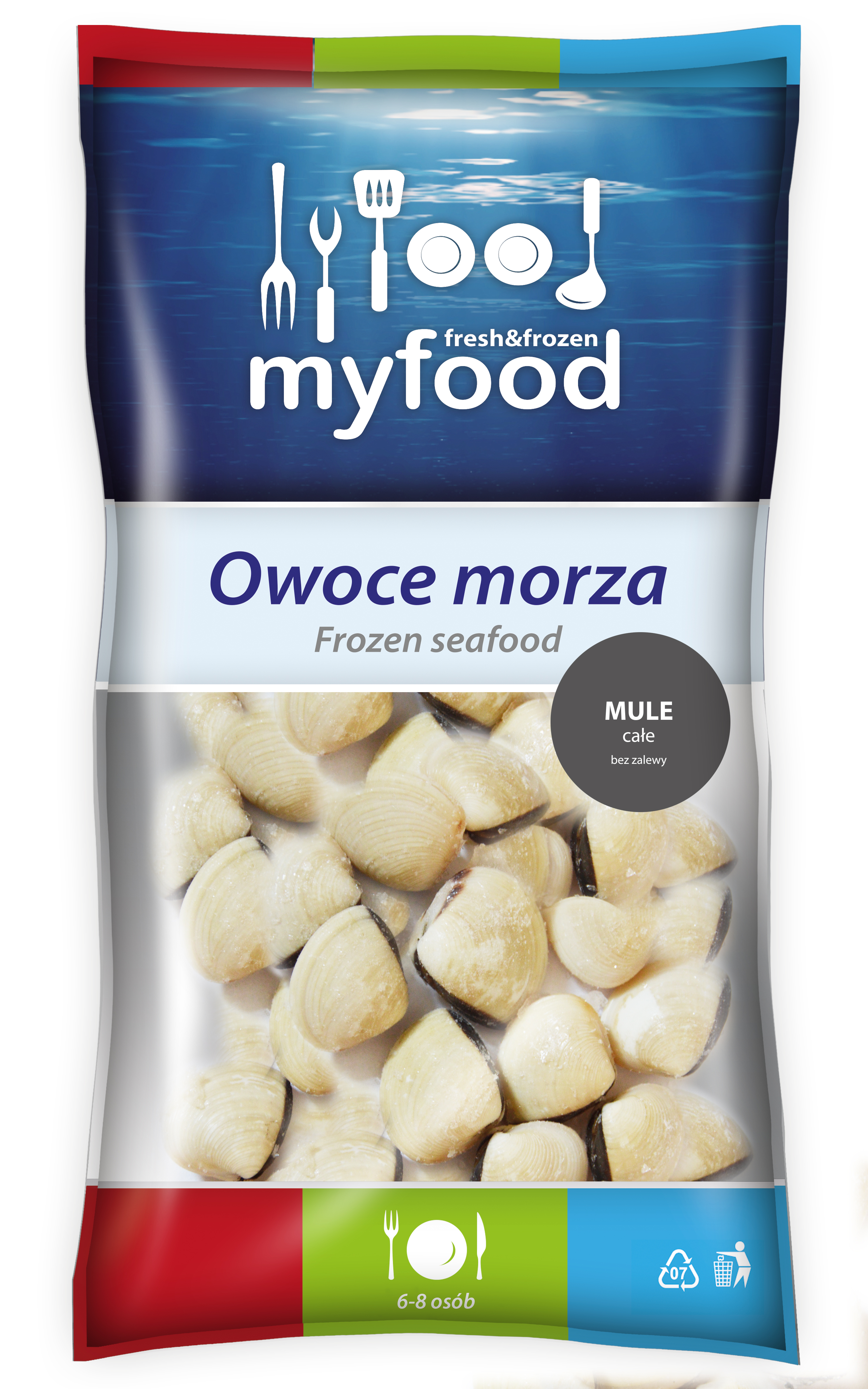 Myfood Małże Wenus Całe, W Muszli, Gotowane, Rozmiar: 40-60 Szt./Kg , Glazura: 10%, 900 G/1000 G