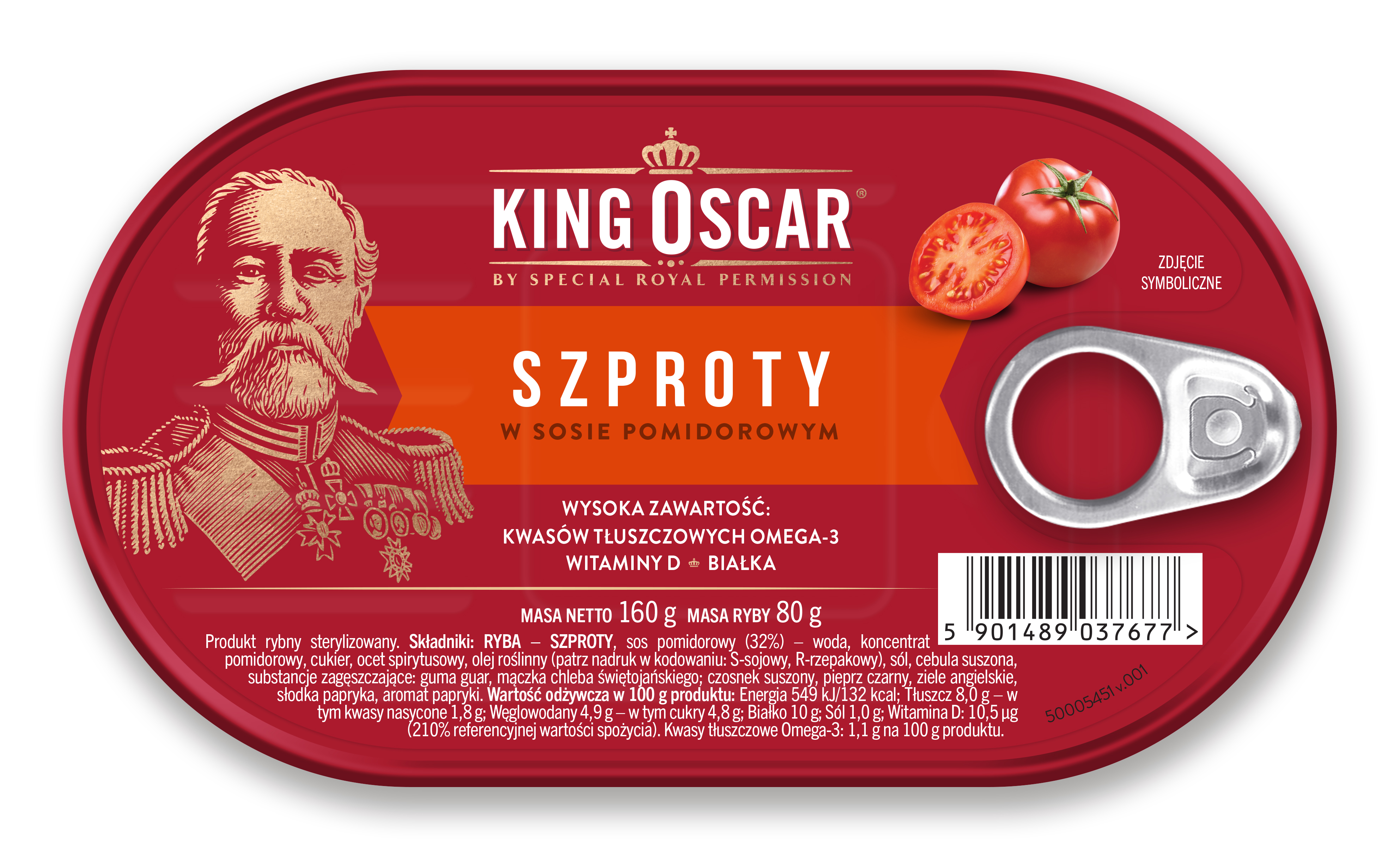 King Oscar Szproty W Sosie Pomidorowym 160G