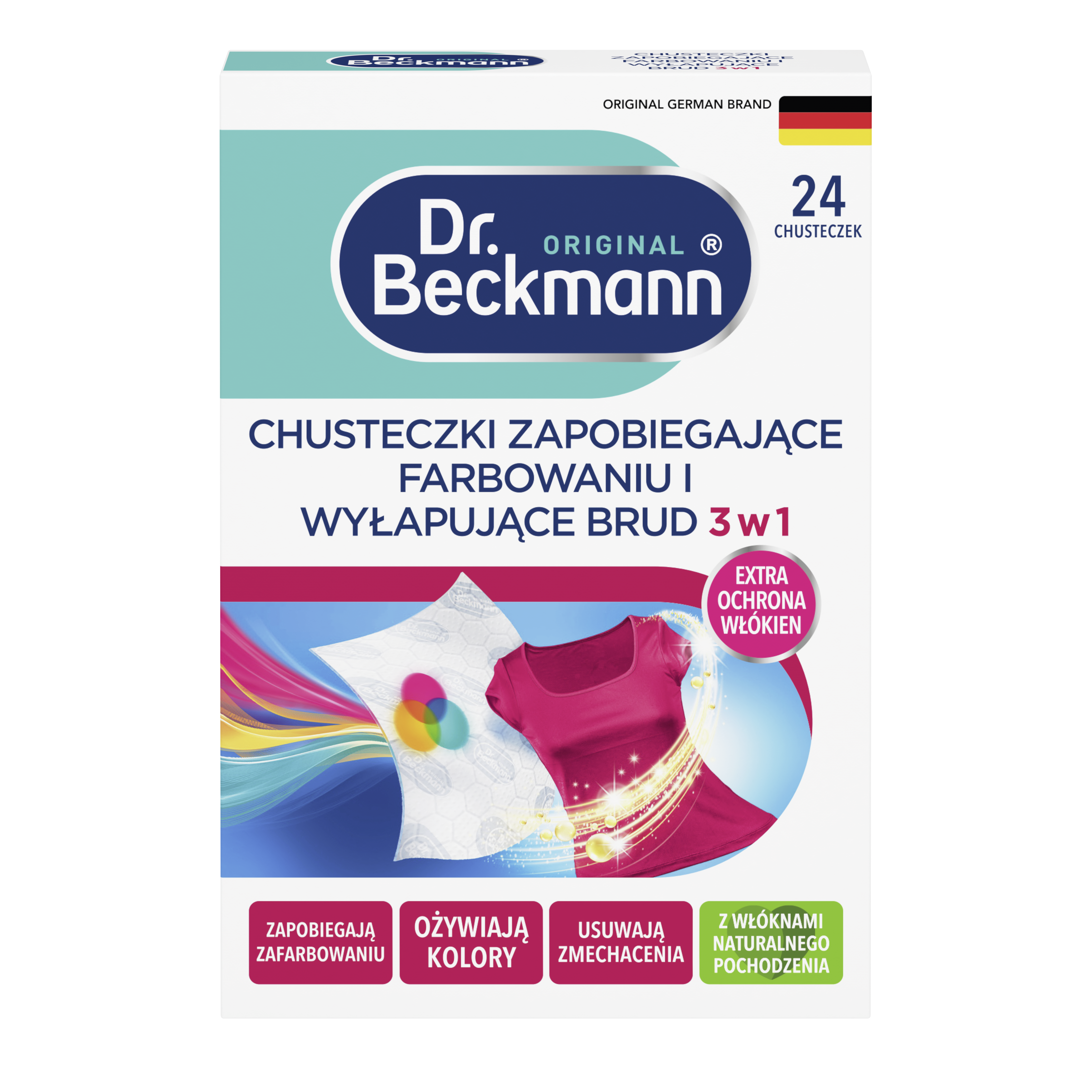 Dr.Beckmann Chusteczki Wyłapujące Kolor I Brud 3 W 1 24 Szt.