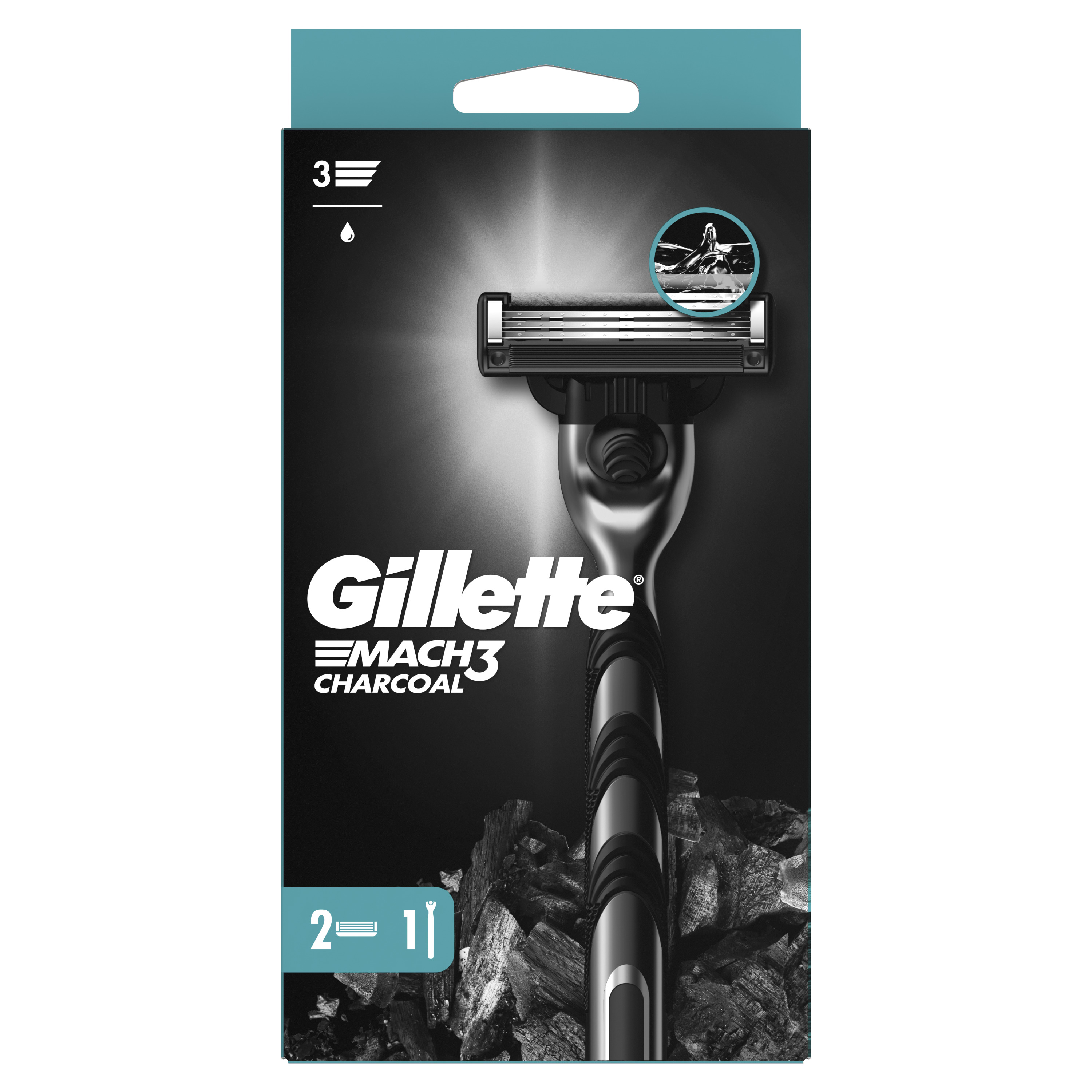 Gillette Mach3 Charcoal Maszynka Do Golenia (1 Maszynka, 2 Ostrza)