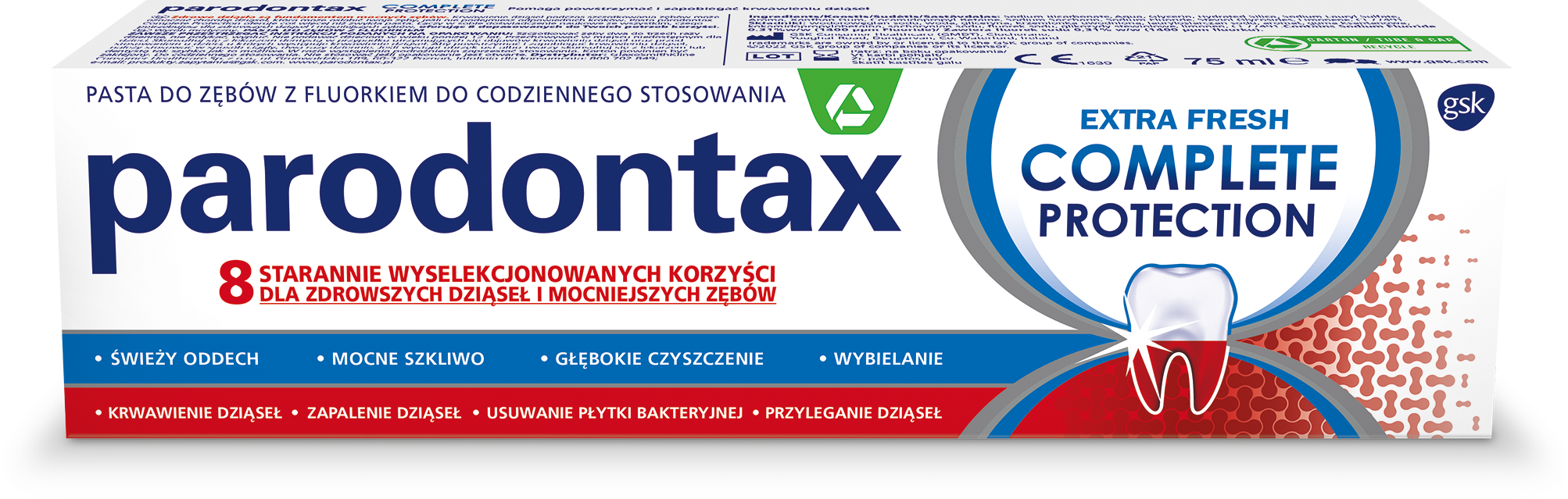 Parodontax Complete Protection Extra Fresh Pasta Na Krwawiące Dziąsła 75 Ml