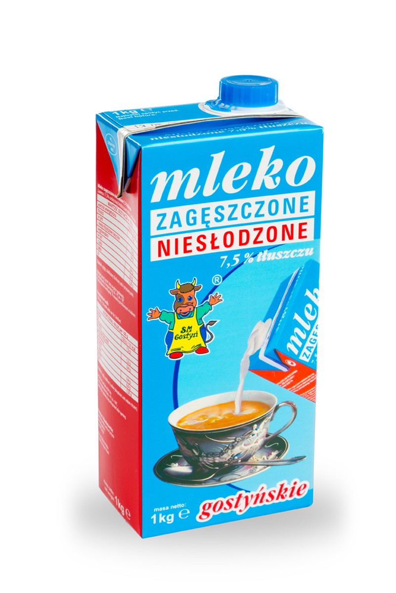 Spółdzielnia Mleczarska W Gostyniu. Mleko Zagęszczone Niesłodzone Gostyńskie 7,5% 1Kg