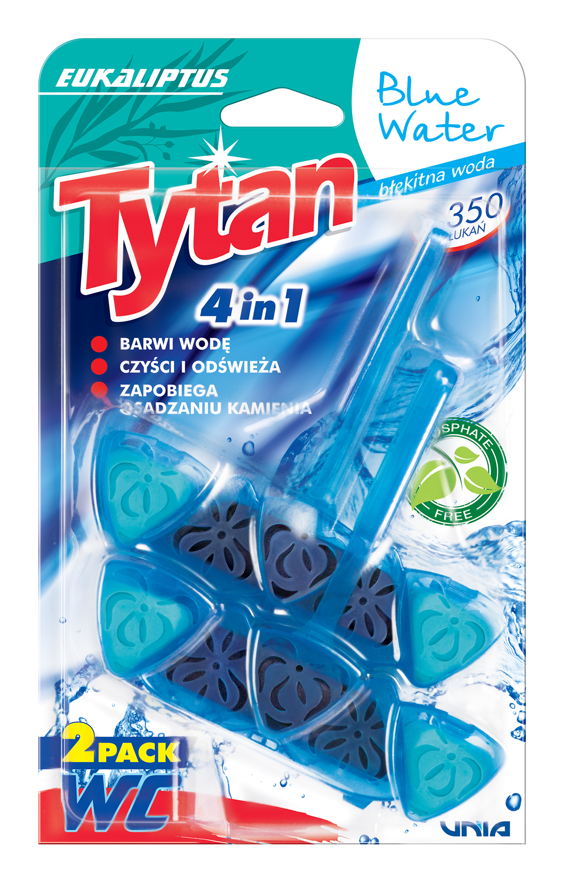 Czterofunkcyjna Zawieszka Barwiąca Wodę Tytan Blue Water Eukaliptus 2X40G