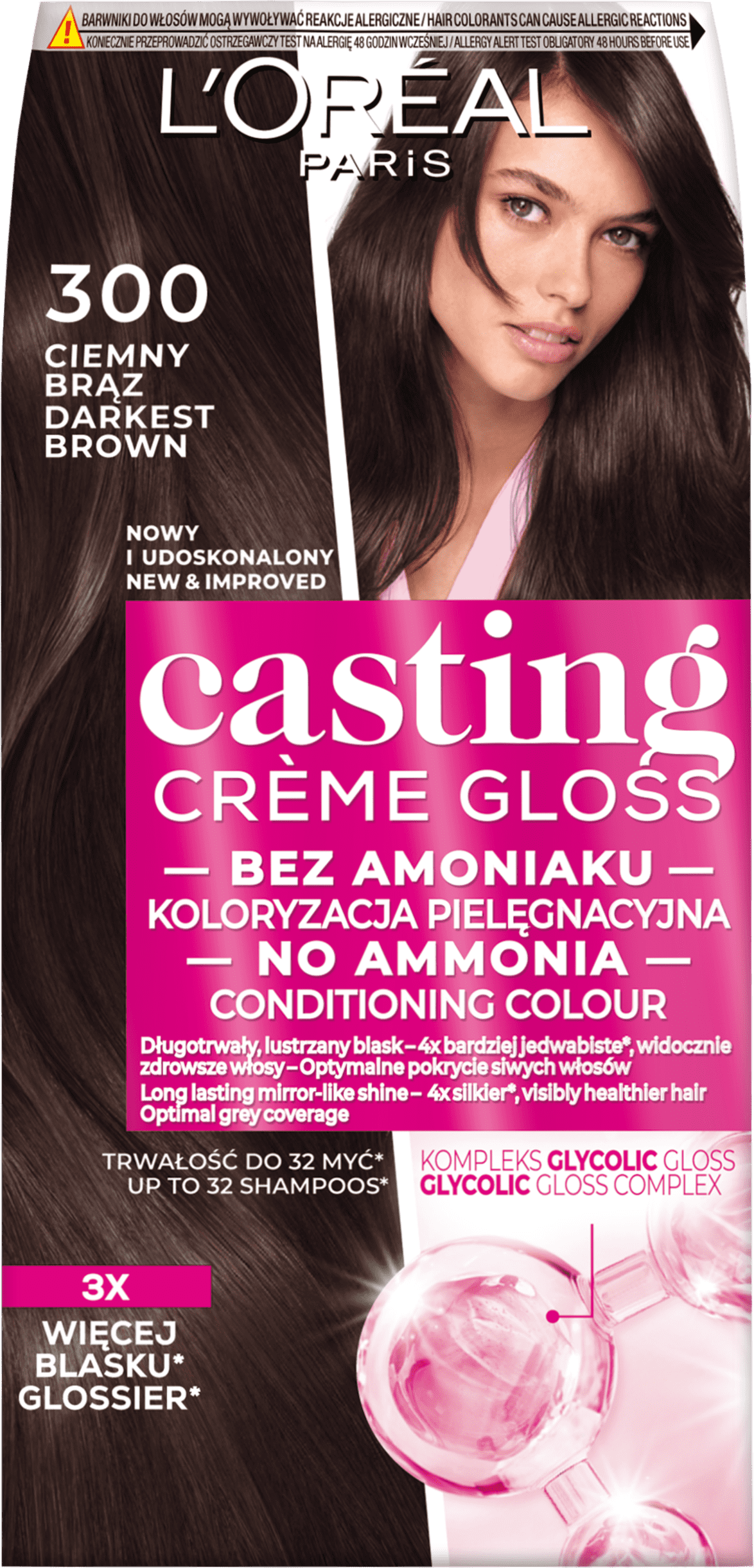 L'Oréal Paris Casting Crème Gloss Farba Do Włosów 300 Ciemny Brąz 180 Ml