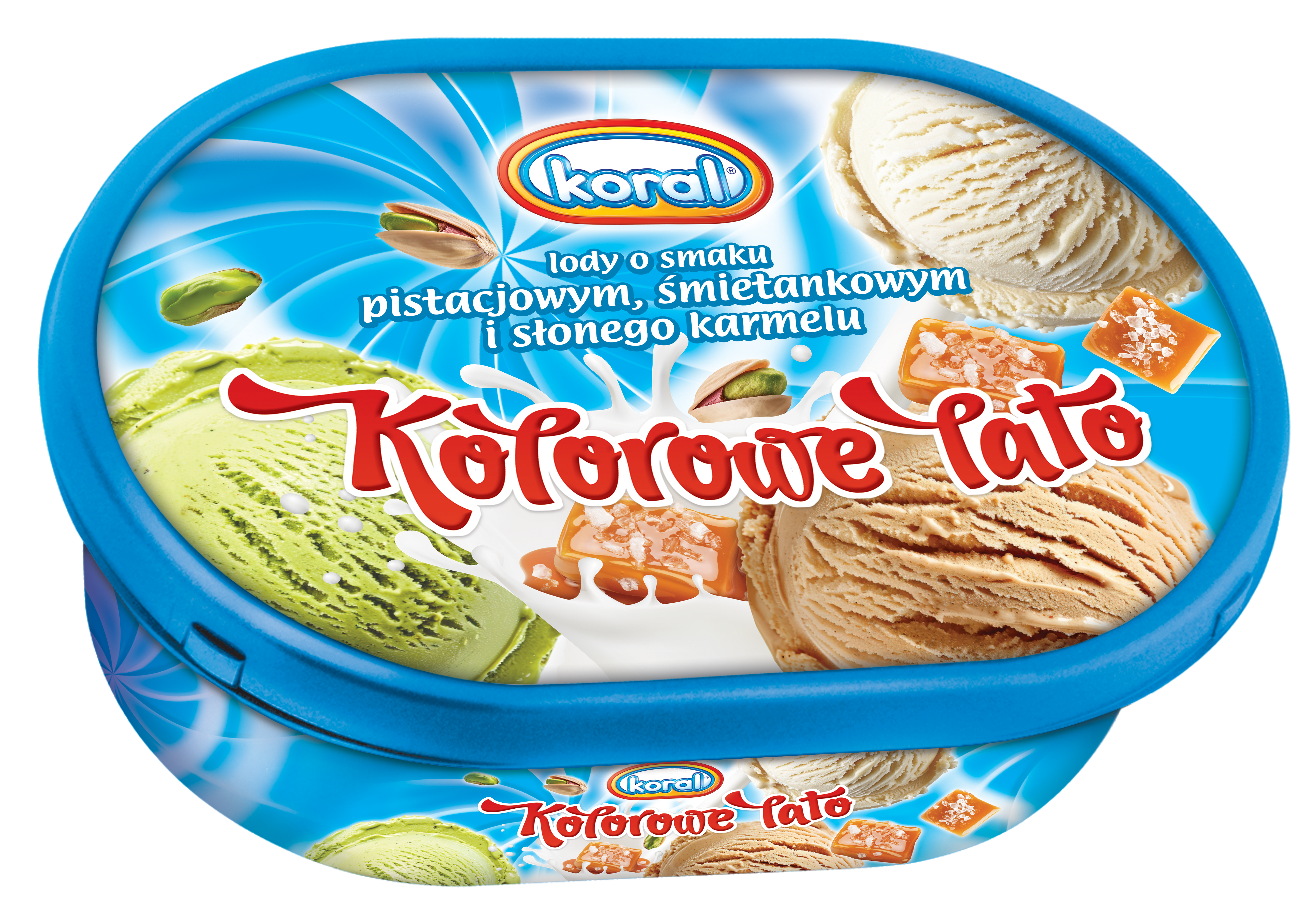 Koral Kolorowe Lato Lody O Smaku Pistacjowym, Śmietankowym I Słonego Karmelu 1L