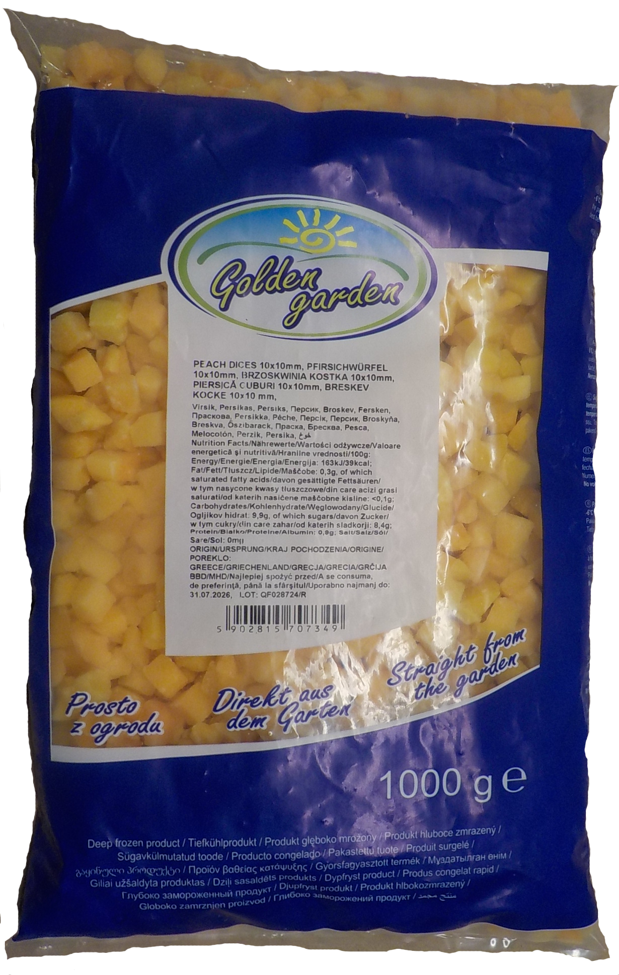Golden Garden Brzoskwinia Kostka 10X10Mm Mrożona 1Kg