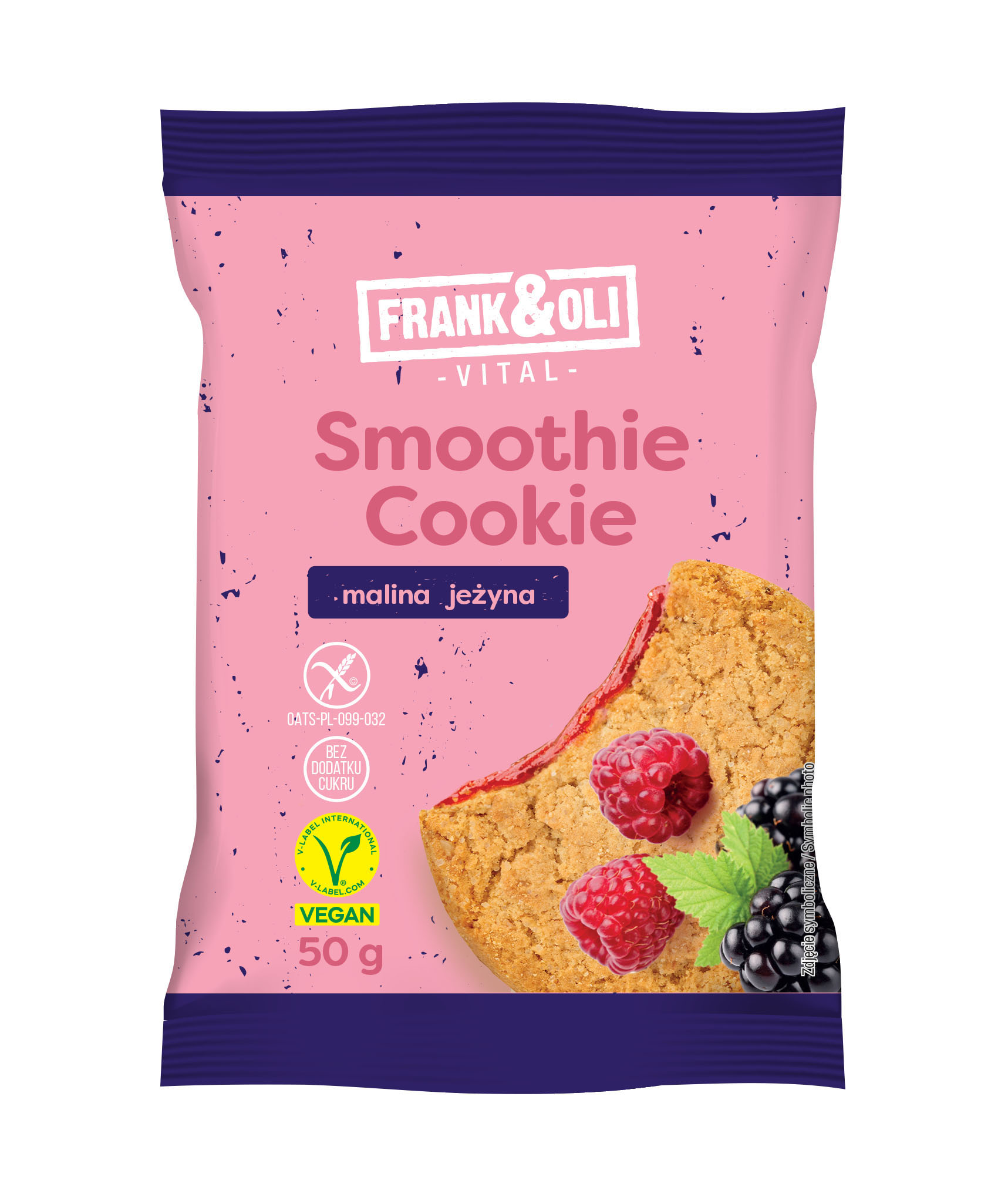 Frank & Oli Smoothie Cookie Ciastko Owsiane Z Nadzieniem Z Maliny I Jeżyny 50 G