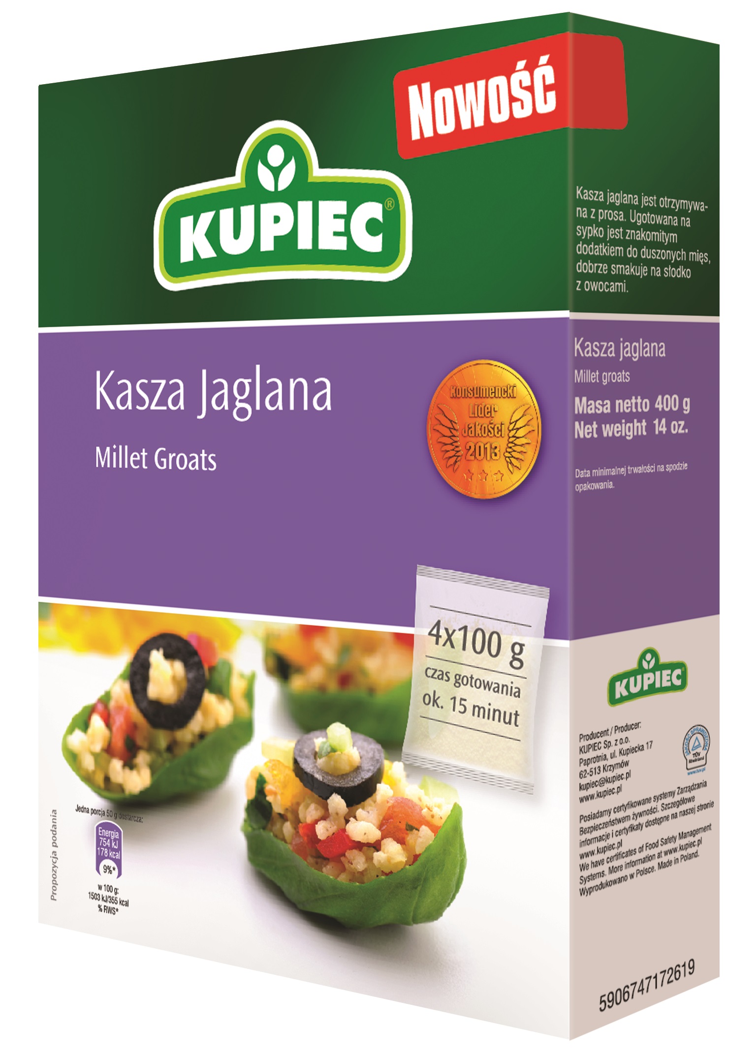 Kupiec Kasza Jaglana 4 X 100 G