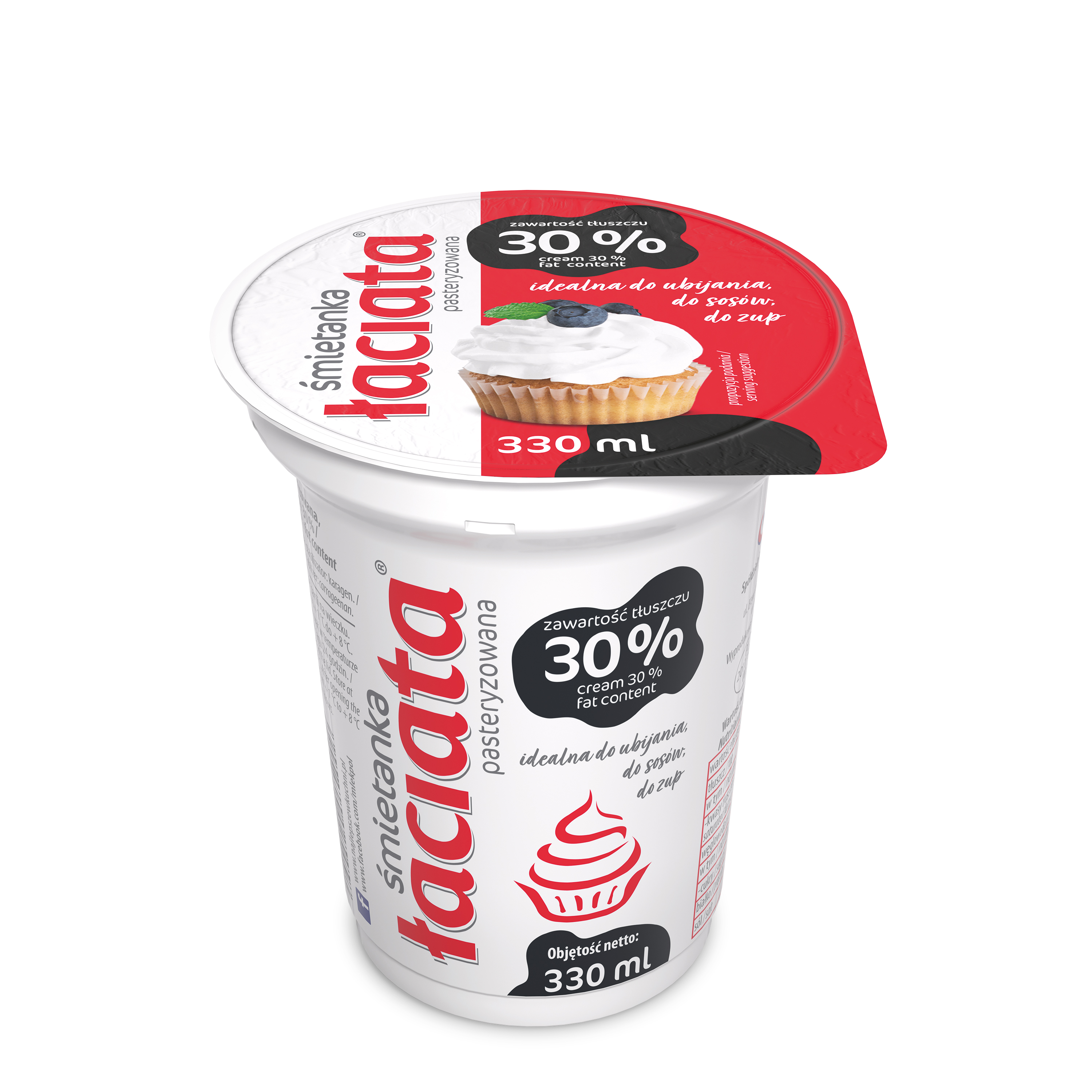 Śmietanka Łaciata 30% Pasteryzowana Kubek 330Ml