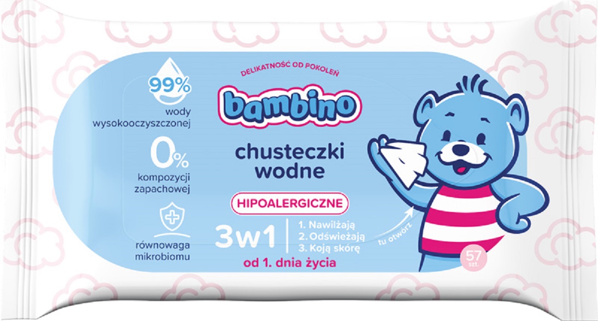 Bambino Chusteczki Wodne 3W1 Hipoalergiczne 1X57 Szt