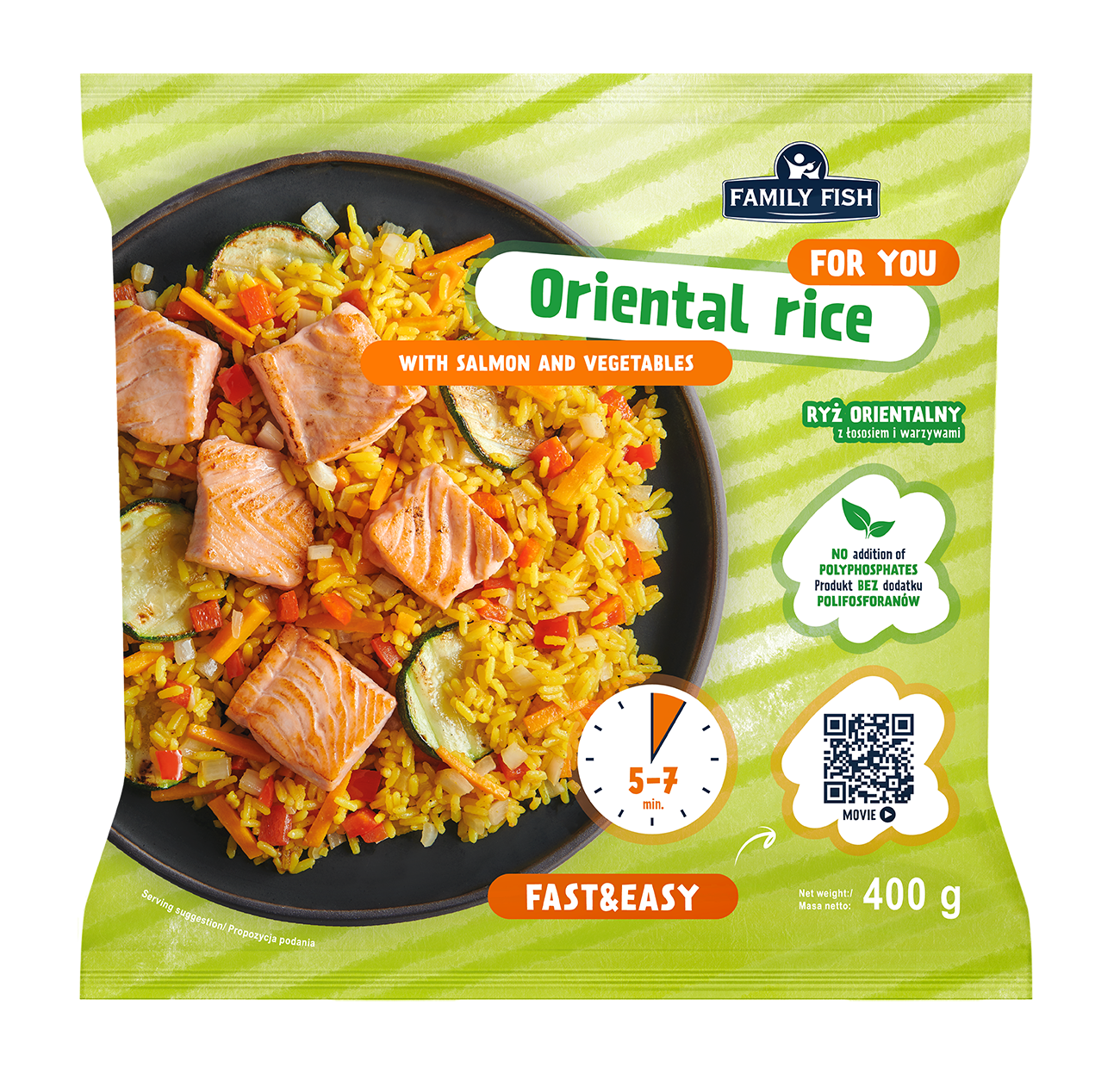 Oriental Rice Ryż Orientalny Z Łososiem I Warzywami, 400 G Family Fish