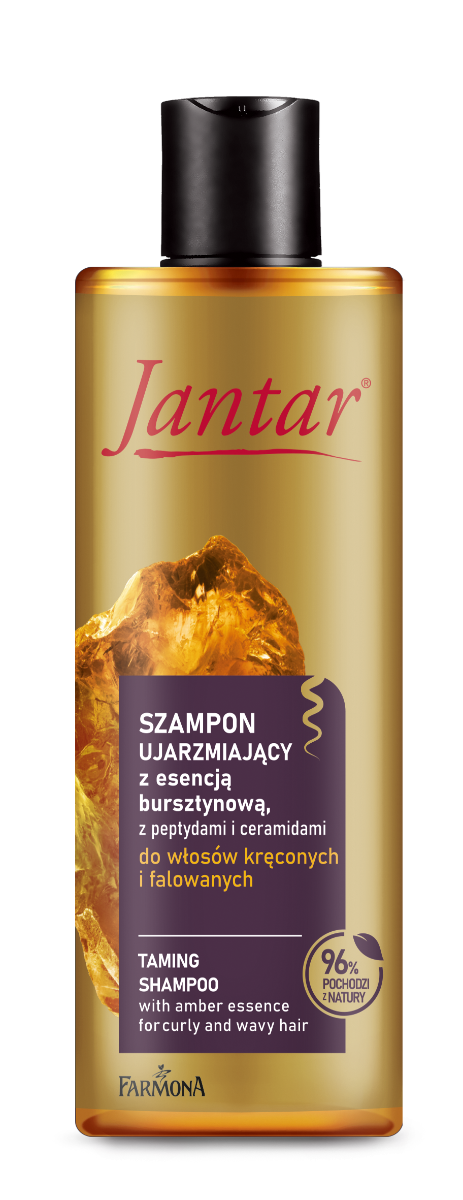 Jantar Szampon Ujarzmiający Do Włosów Kręconych I Falowanych Z Esencją Bursztynową, Peptydami I Ceramidami, 300 Ml