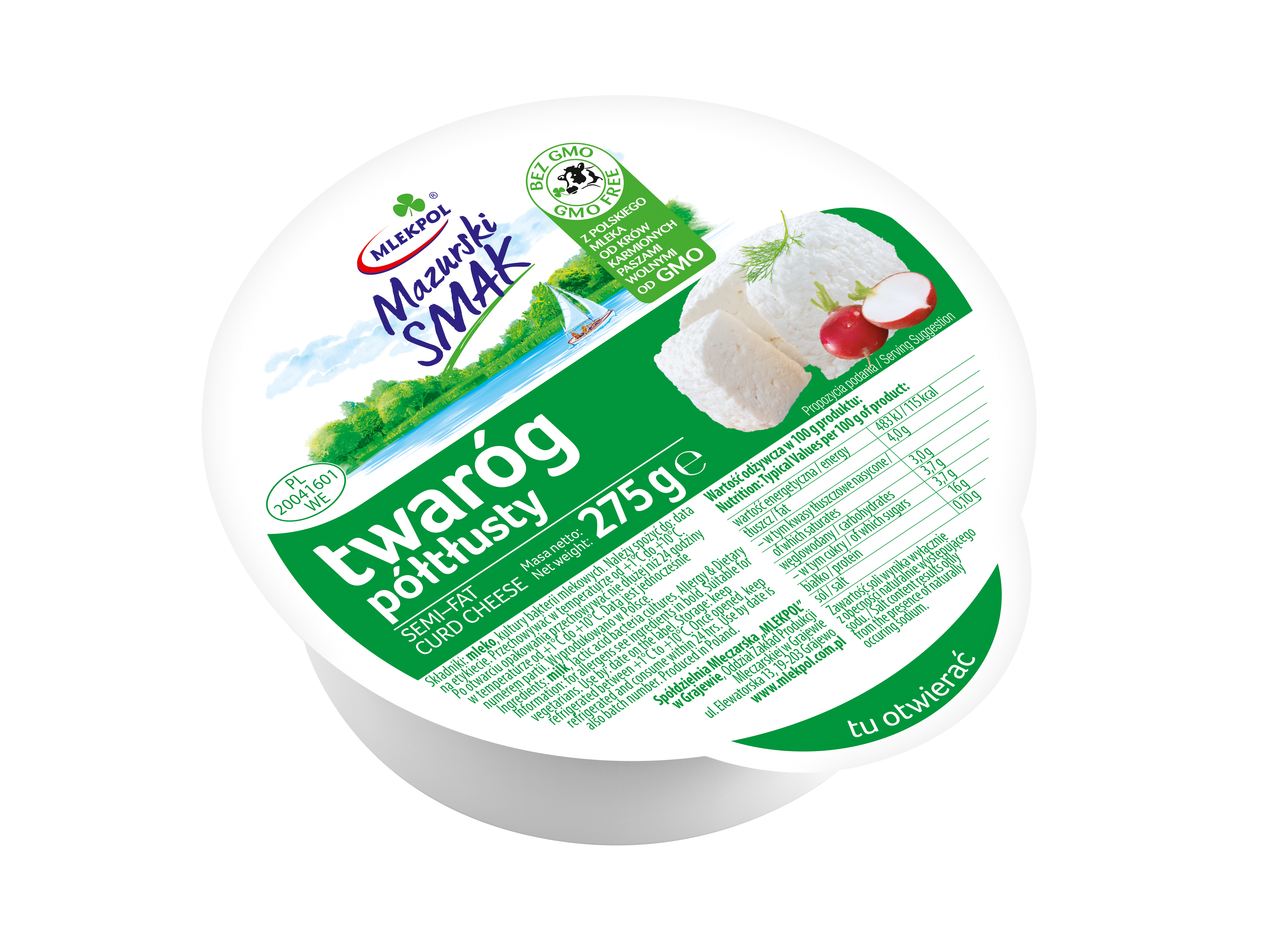 Twaróg Mazurski Smak Półtłusty 275G