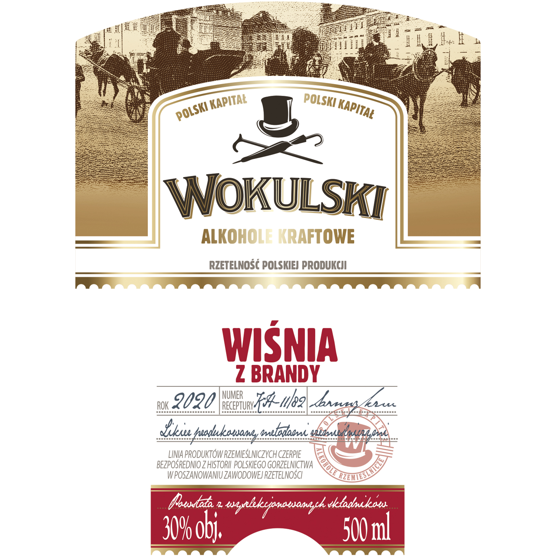 Likier Wokulski Wiśnia Z Brandy 30% 500Ml