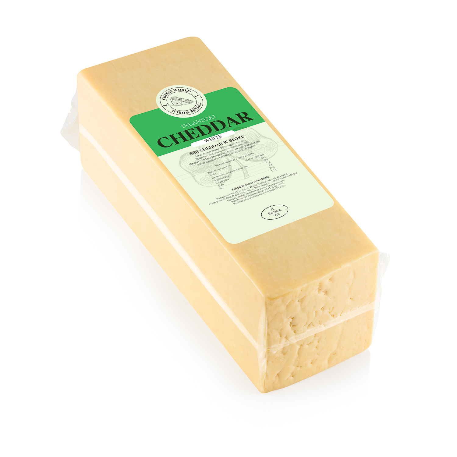Ser Cheddar Irlandzki White Ok. 2,5Kg Cheese World