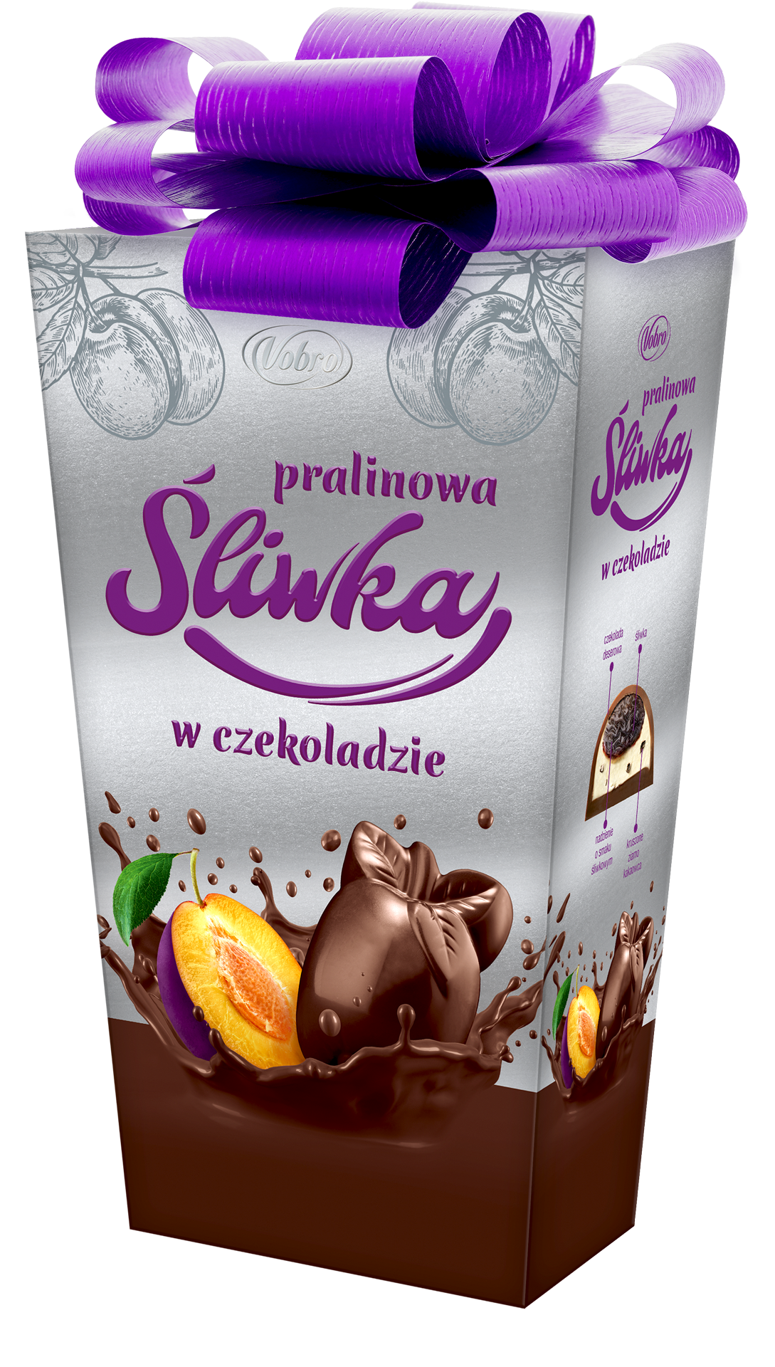 Vobro Pralinowa Śliwka W Czekoladzie Prezent 192G (Z Kokardą)