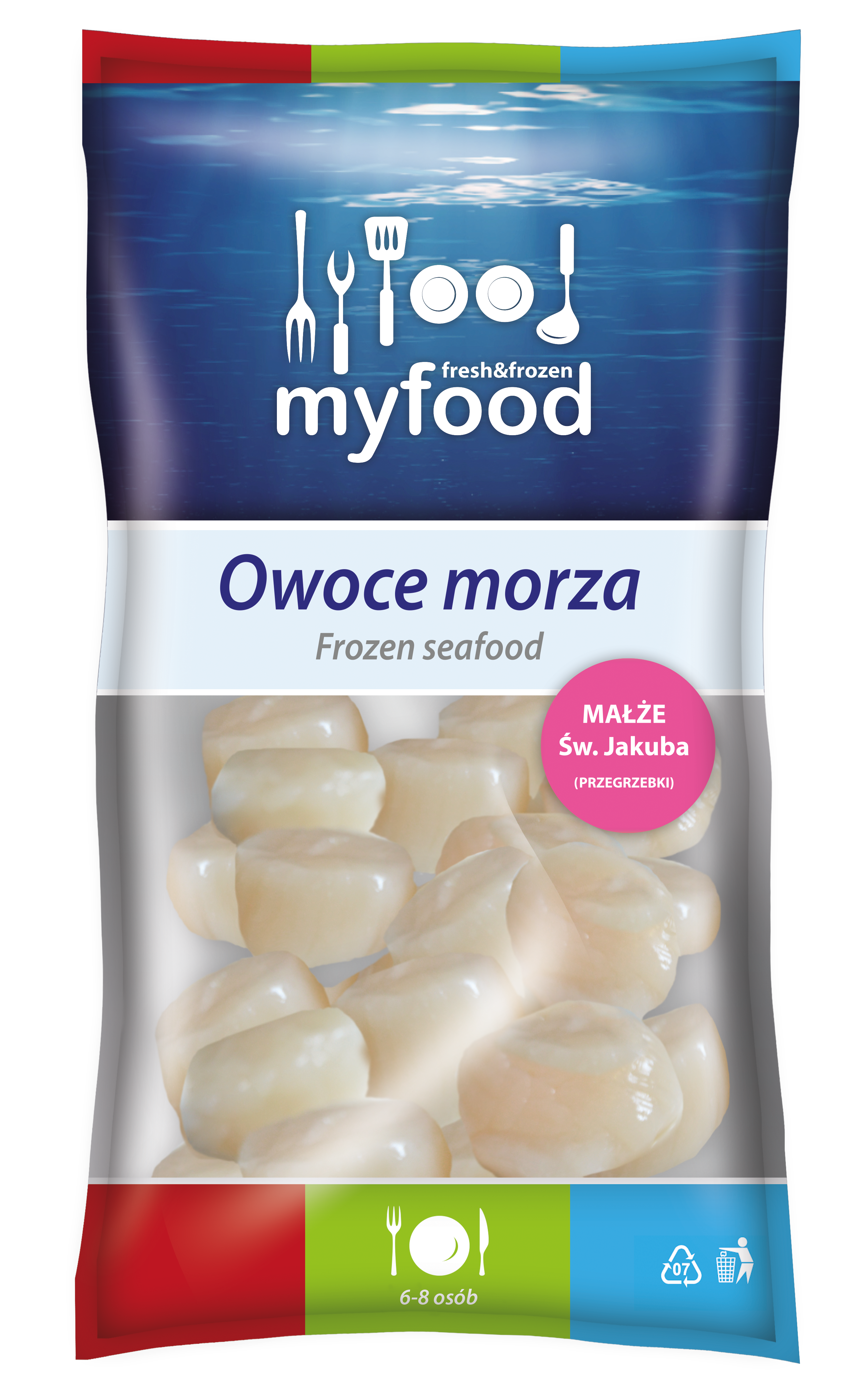 Myfood Małże Św. Jakuba Surowe Bez Muszli, Bez Ikry, Rozmiar: 10-20 Szt./Lb, Glazura: 20%, 800 G/1000 G