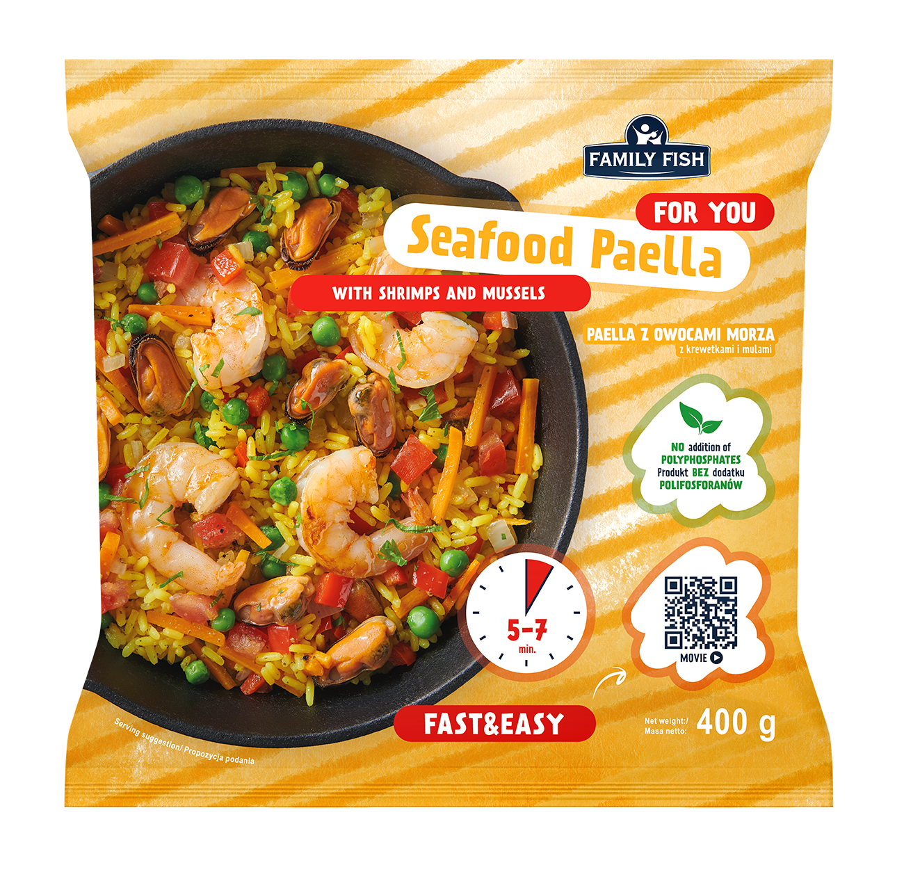 Seafood Paella Paella Z Owocami Morza Z Krewetkami I Małżami, 400G Family Fish