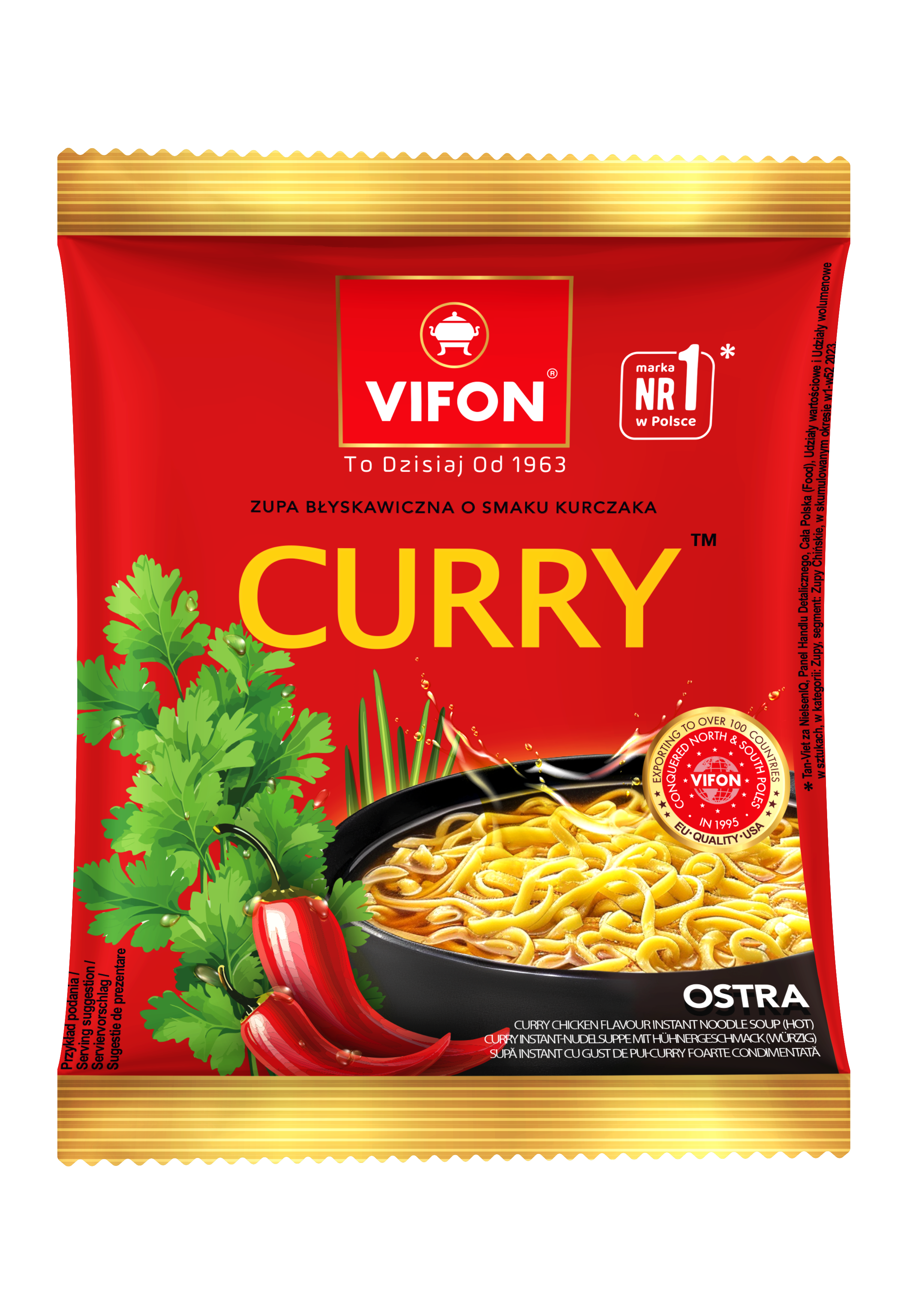 Vifon Curry - Zupa Błyskawiczna Z Kluskami O Smaku Kurczaka (Ostra) 70G