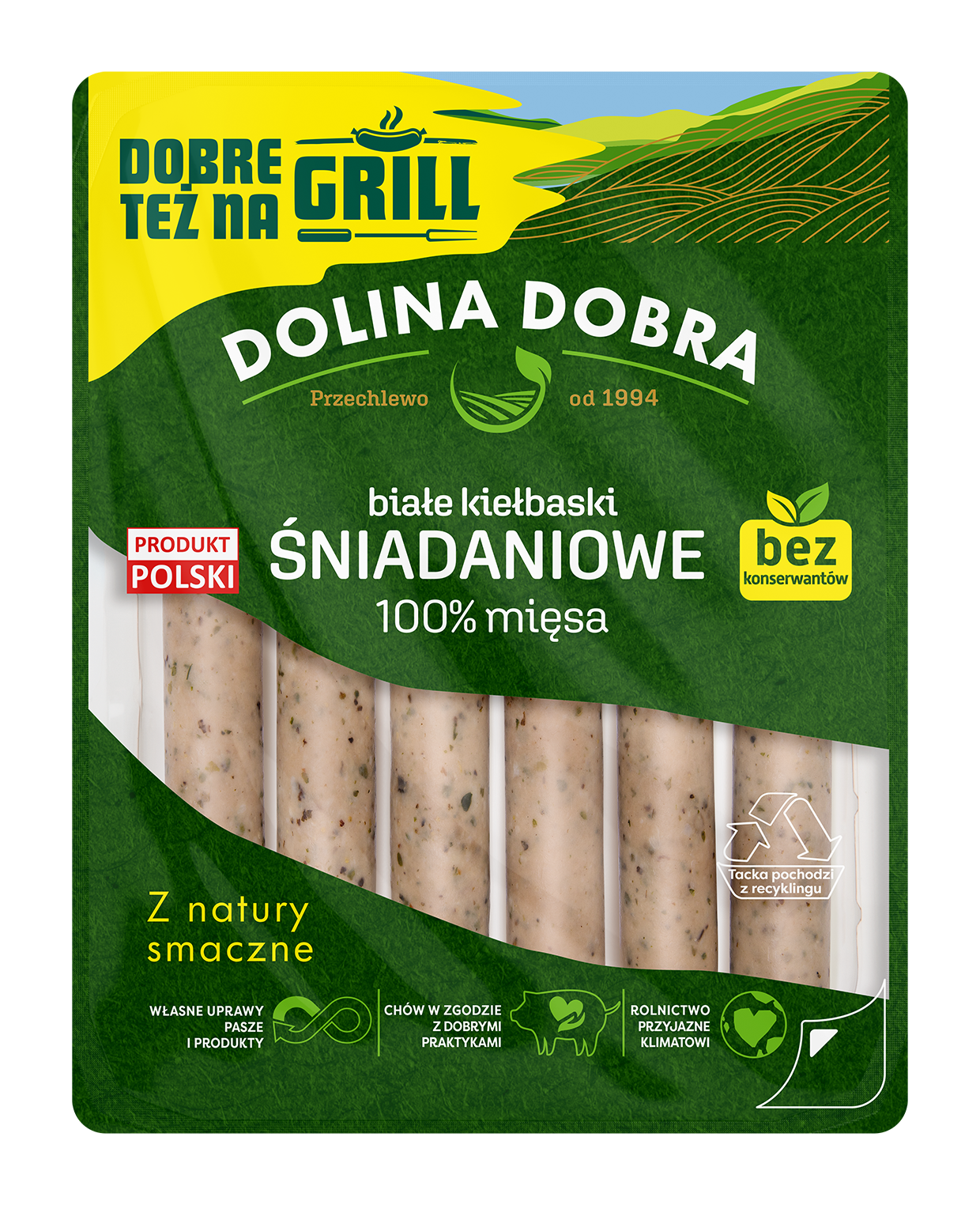 Kiełbaski Białe 100% Mięsa Bez Konserwantów 200G Dolina Dobra