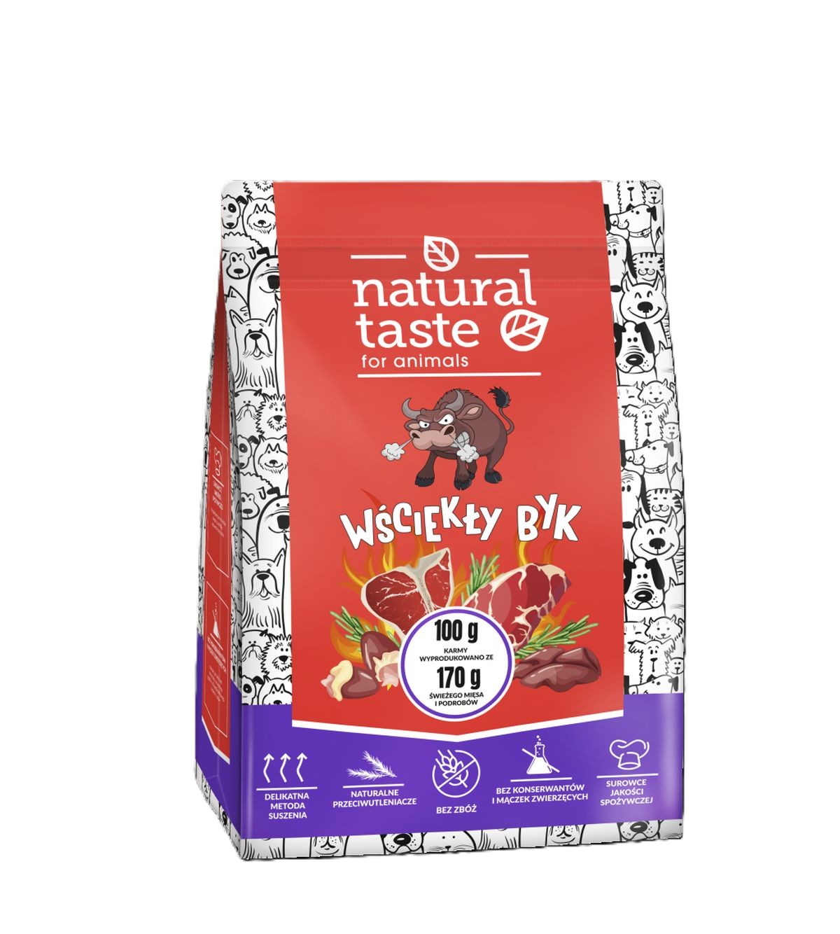 Dolina Noteci Natural Taste Suszona Kar Dla Psa Wściekły Byk 1Kg