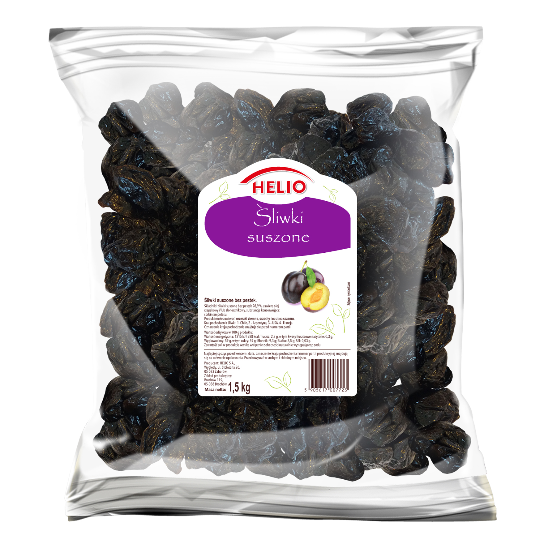 Śliwki Suszone Bez Pestek Helio 1,5 Kg