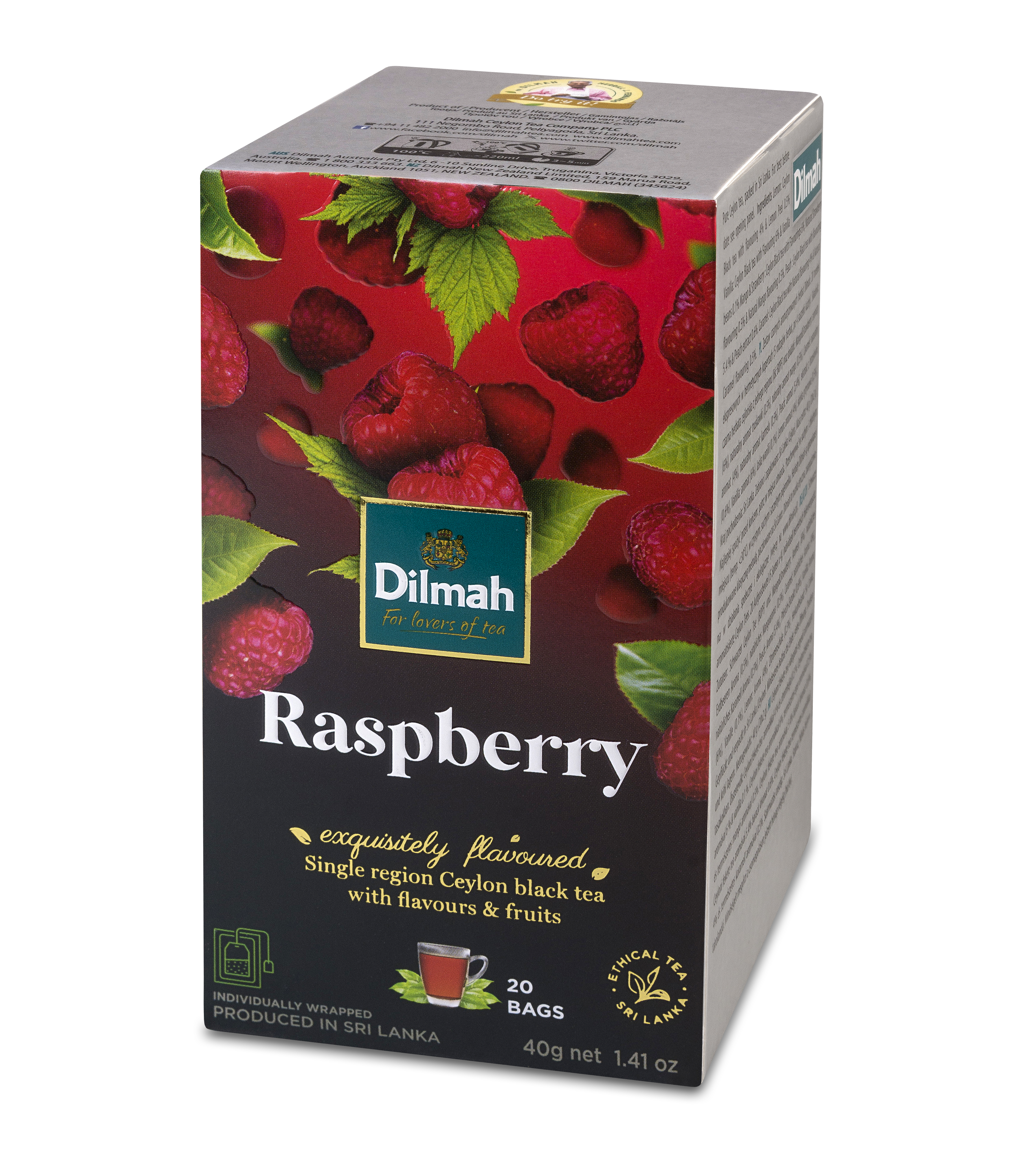 Dilmah Raspberry Flavoured Ceylon Black Tea 20X2 G