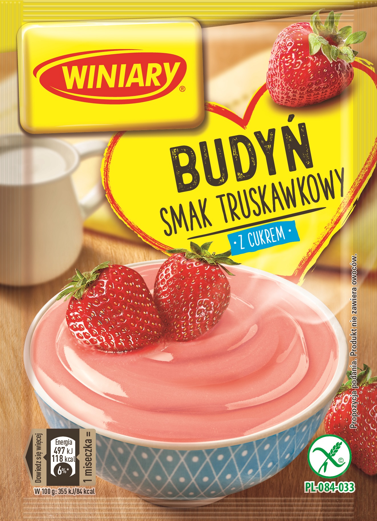 Winiary Budyń Z Cukrem Smak Truskawkowy 60G