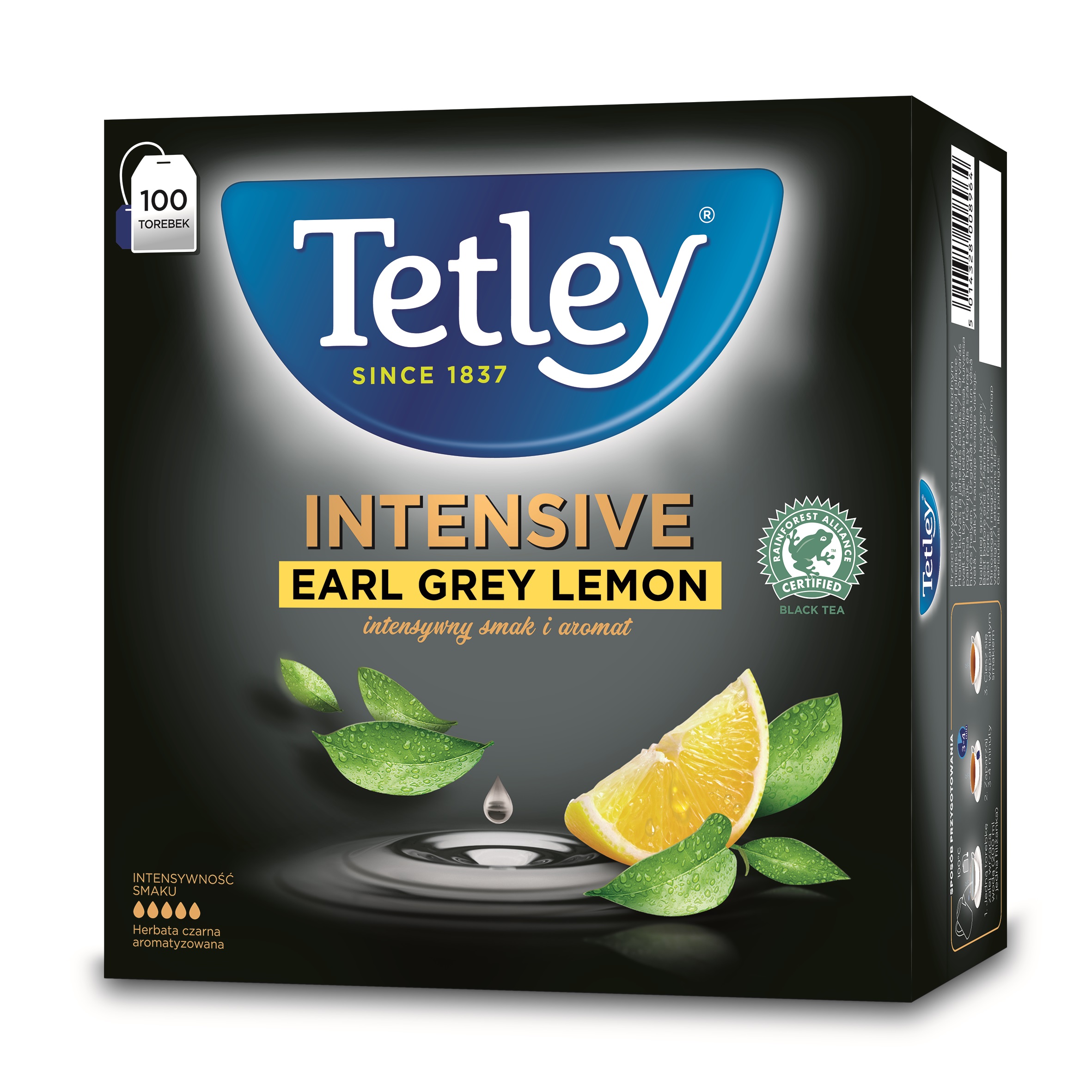 Herbata Tetley Intensive Earl Grey Lemon 100 Torebek X 2G