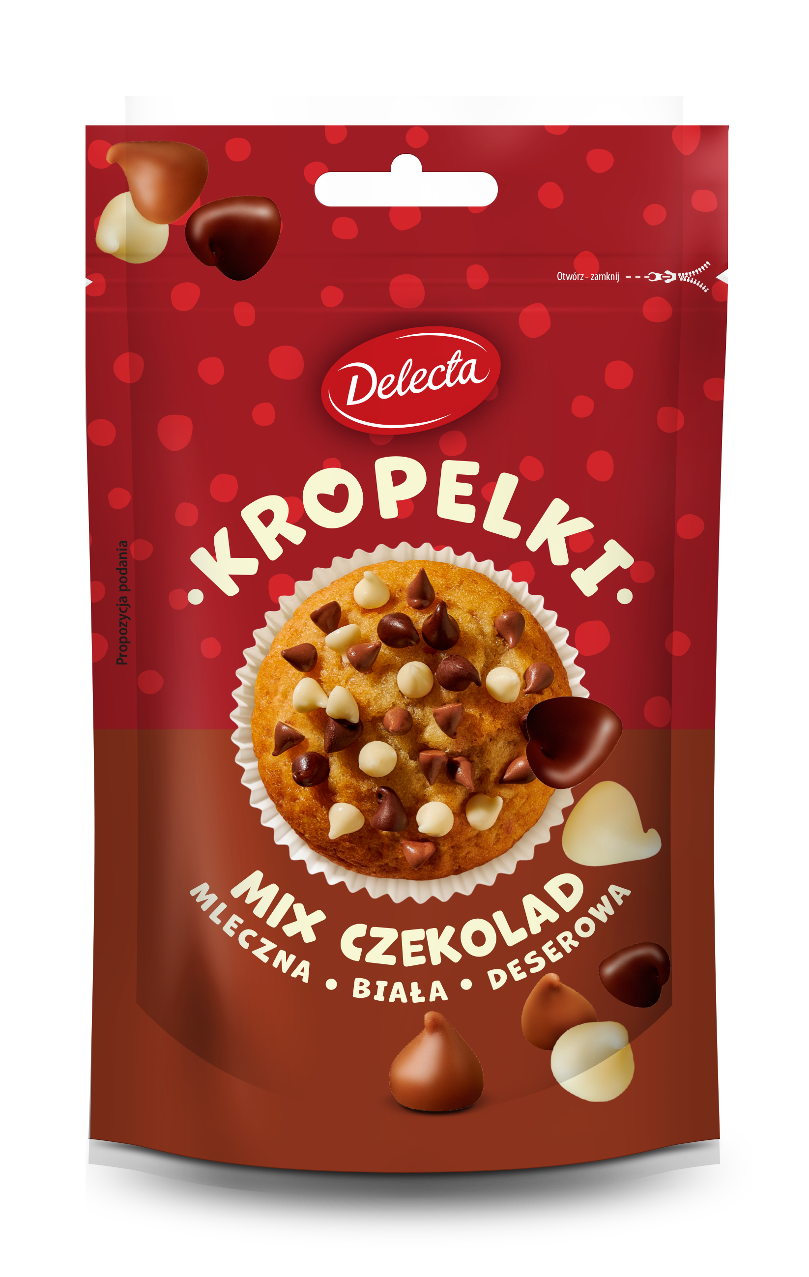 Delecta Kropelki Mix Czekolad 80G