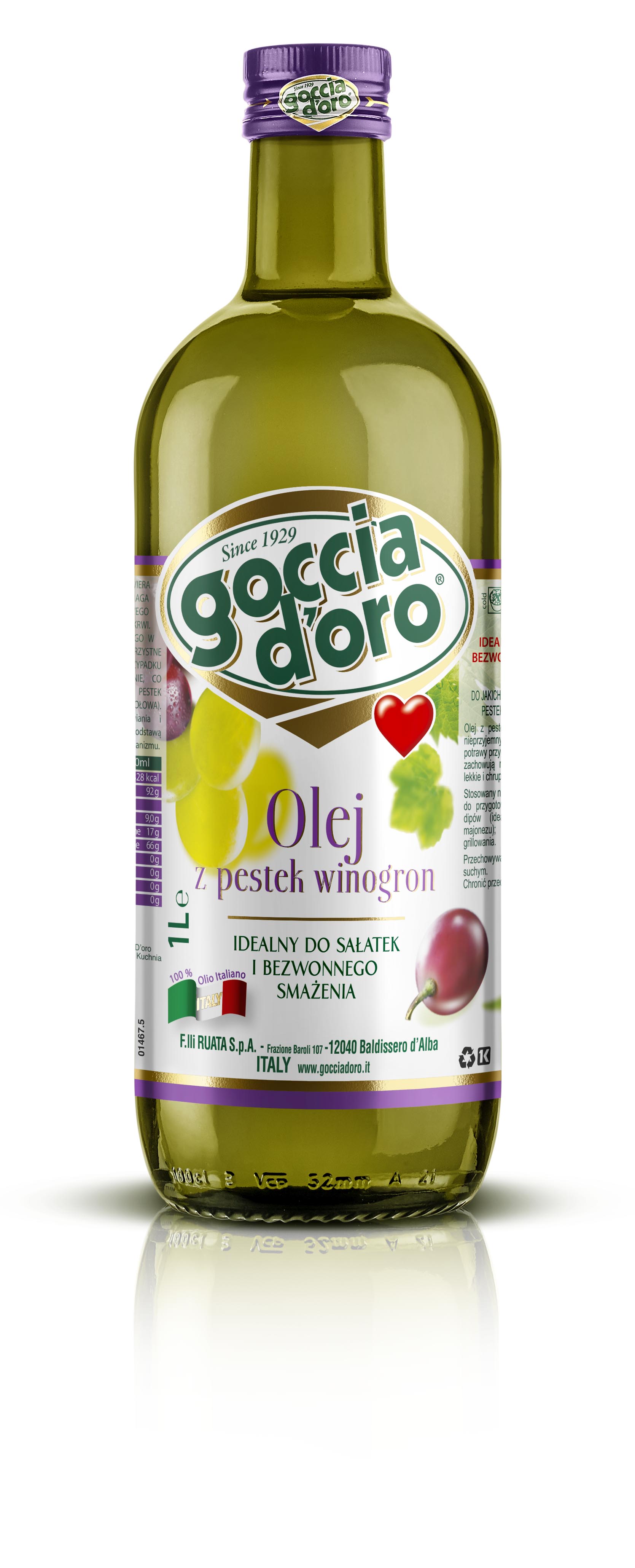 Olej Z Pestek Winogron 1 L Goccia D'Oro