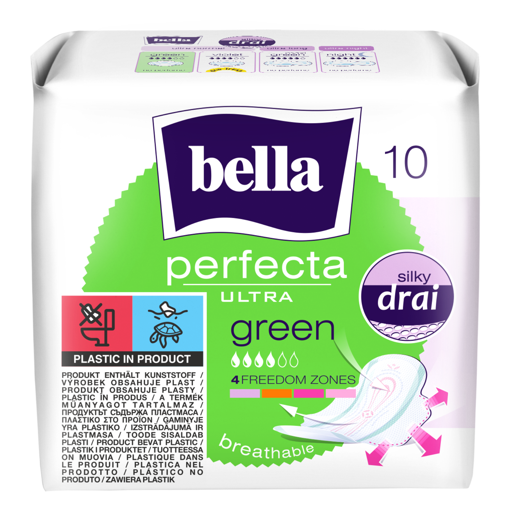 Podpaski Bella Perfecta Ultra Green Silky Drai 10 Szt.