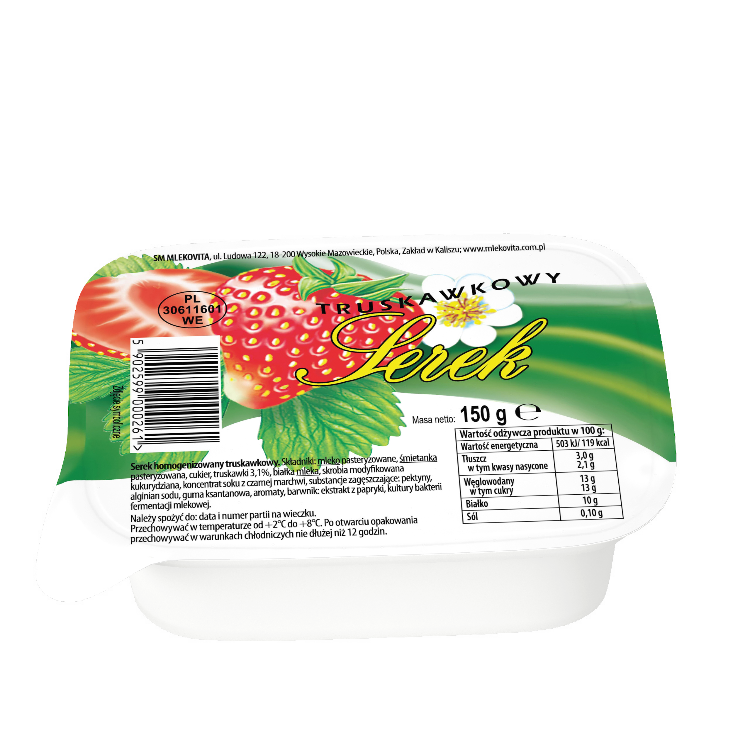 Mlekovita Serek Homogenizowany O Smaku Truskawkowym 150G