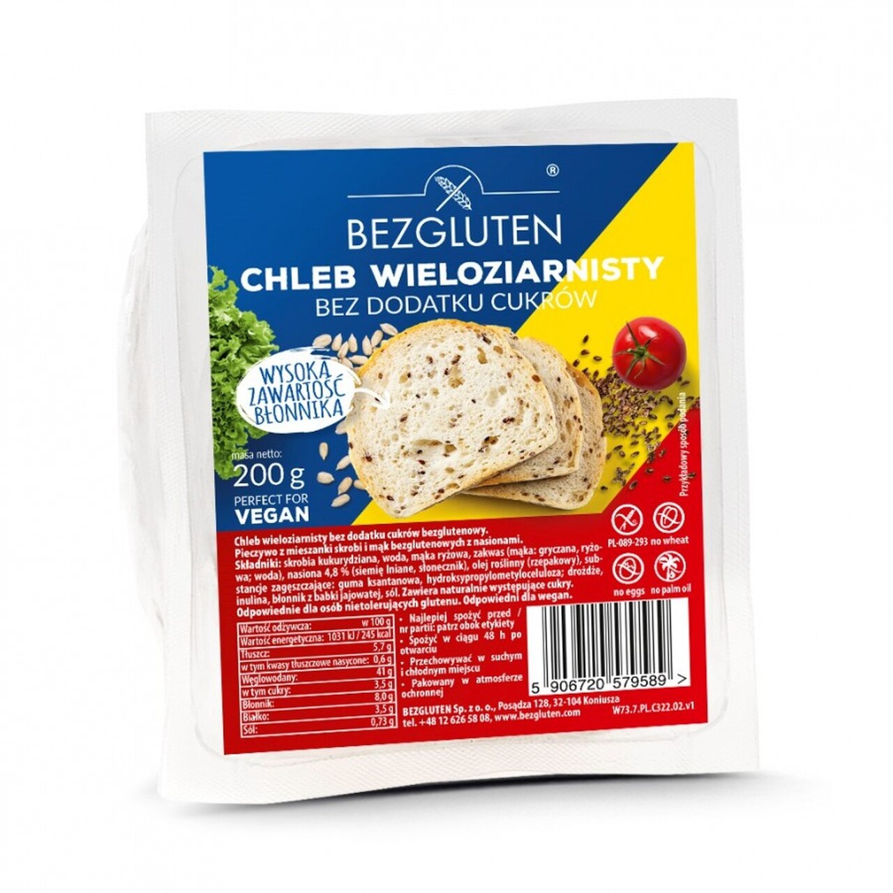 Chleb Wieloziarnisty Bez Dodatku Cukrów 200G