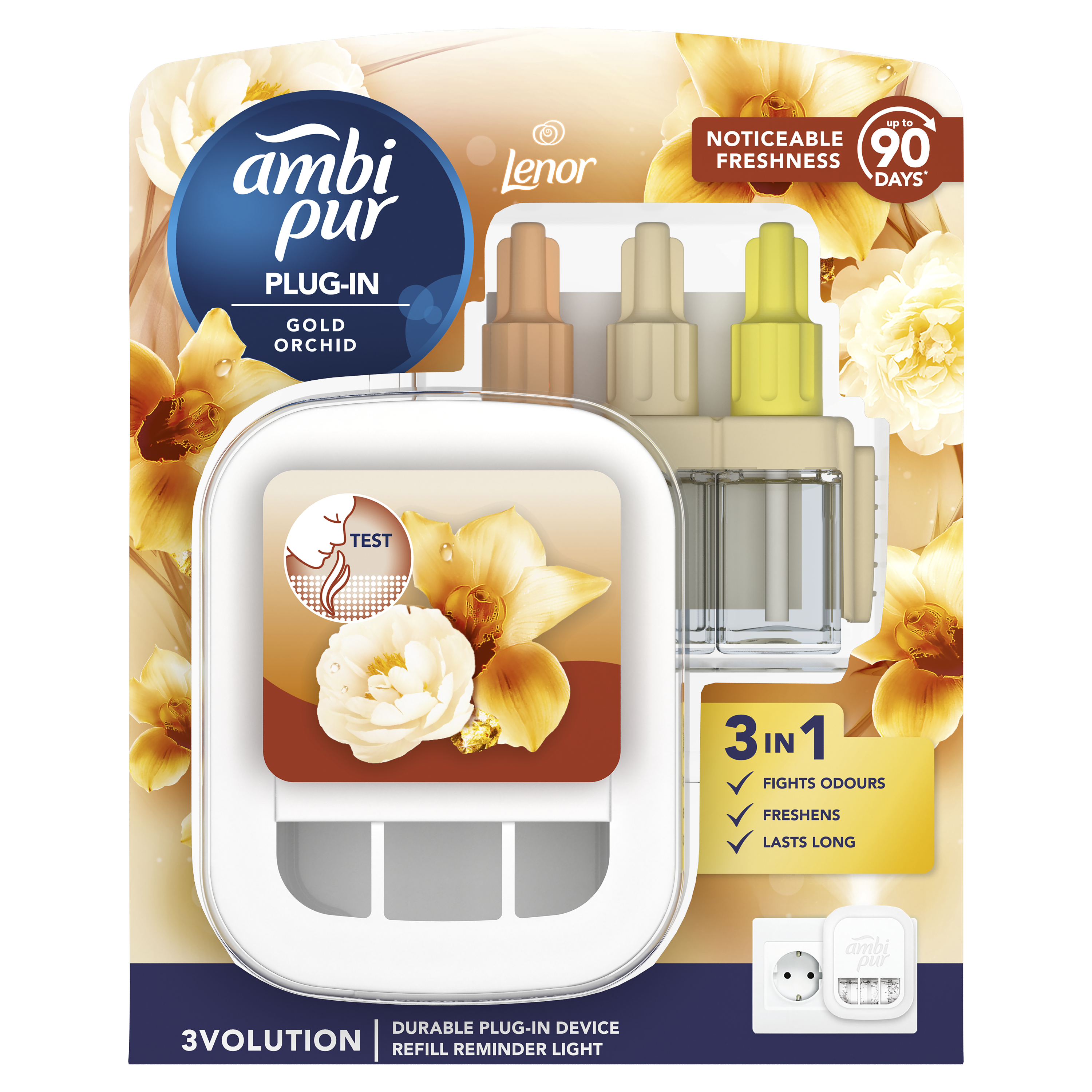 Ambi Pur 3Volution Elektryczny Odświeżacz Powietrza, Zestaw Startowy, Gold Orchid 20 Ml