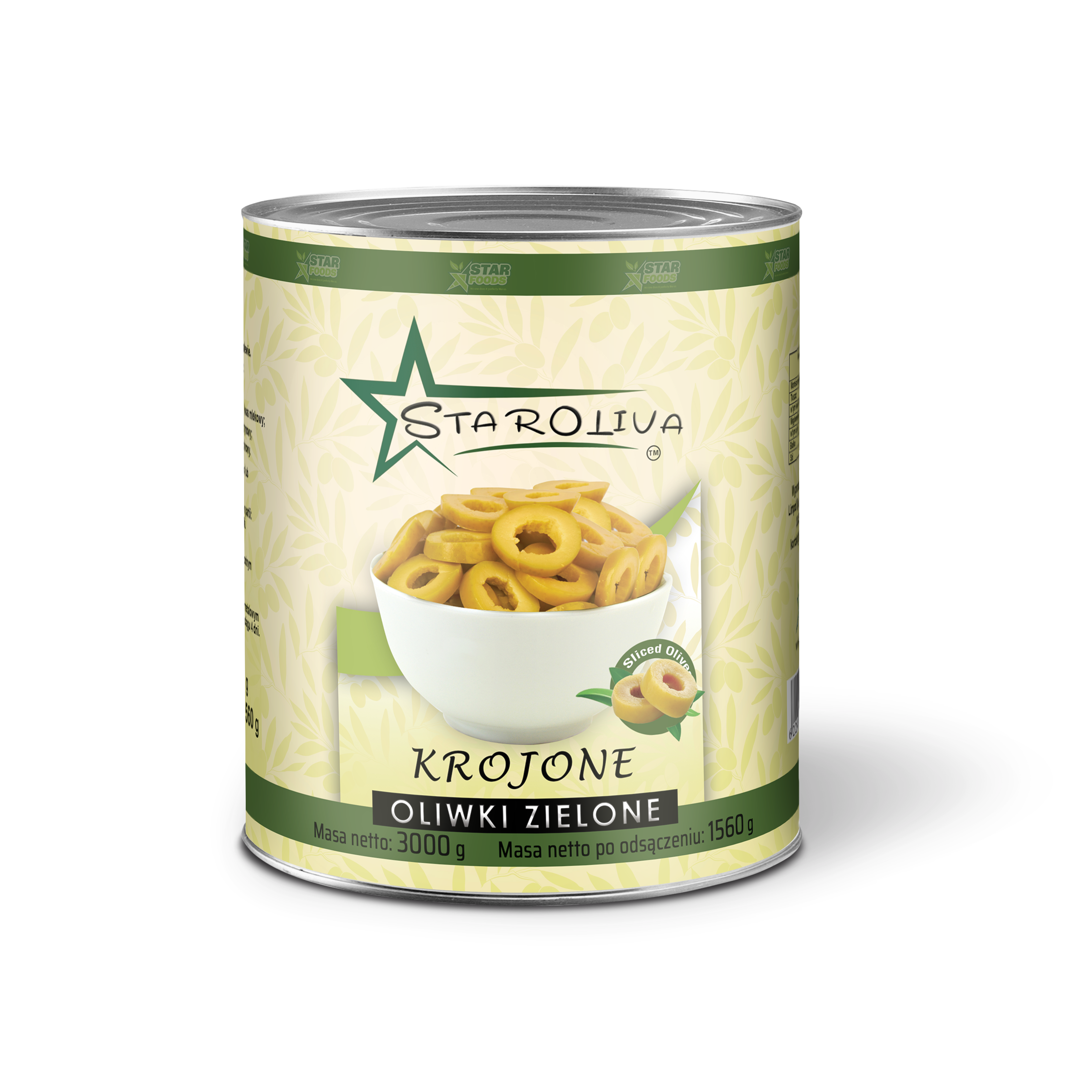 Oliwki Zielone Krojone W Zalewie 3000/1560 G Staroliva